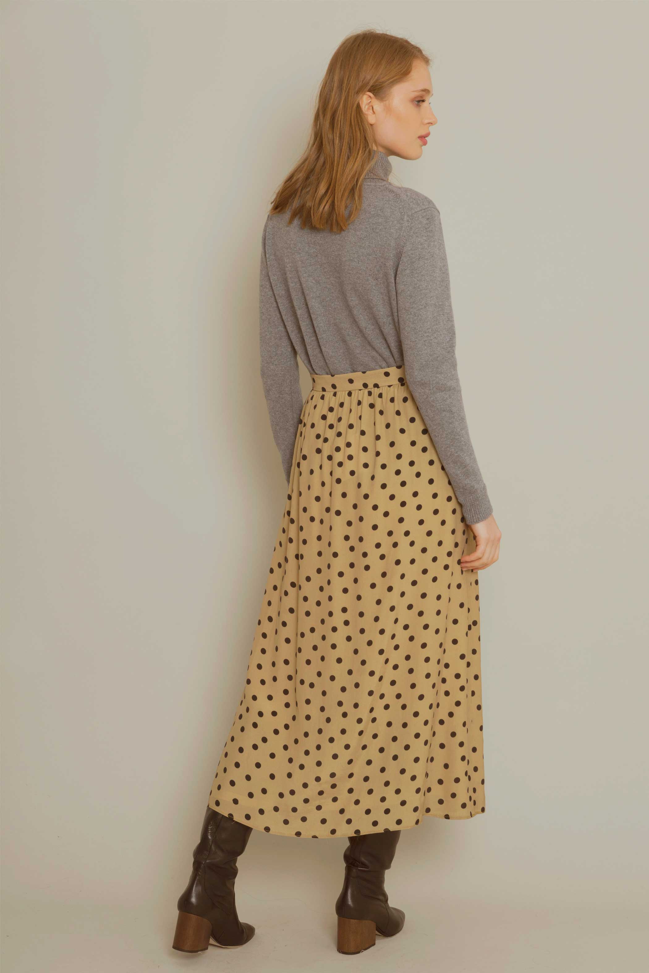 OCHER midi skirt with BLACK flecks