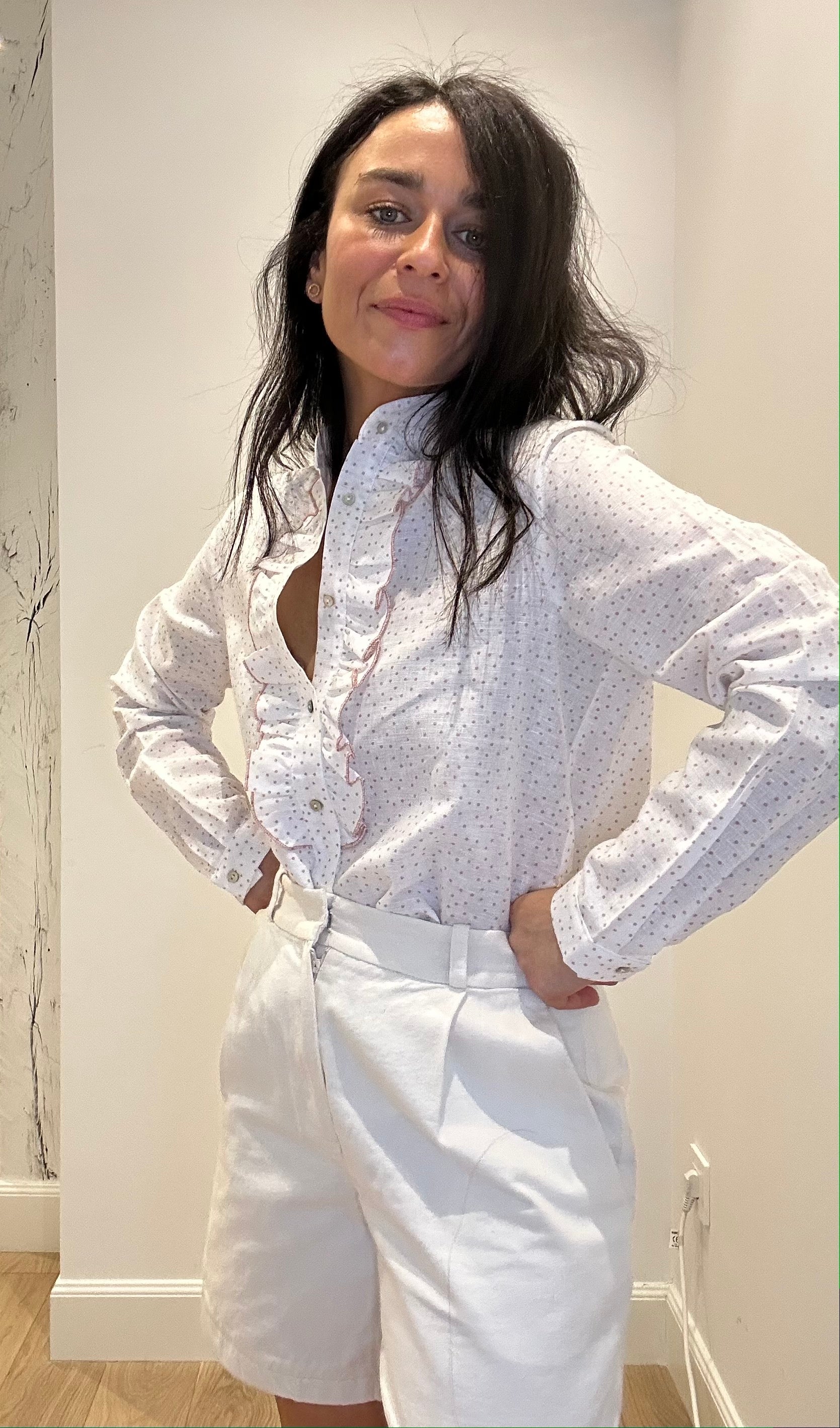 Blouse volantée en lin ROSE