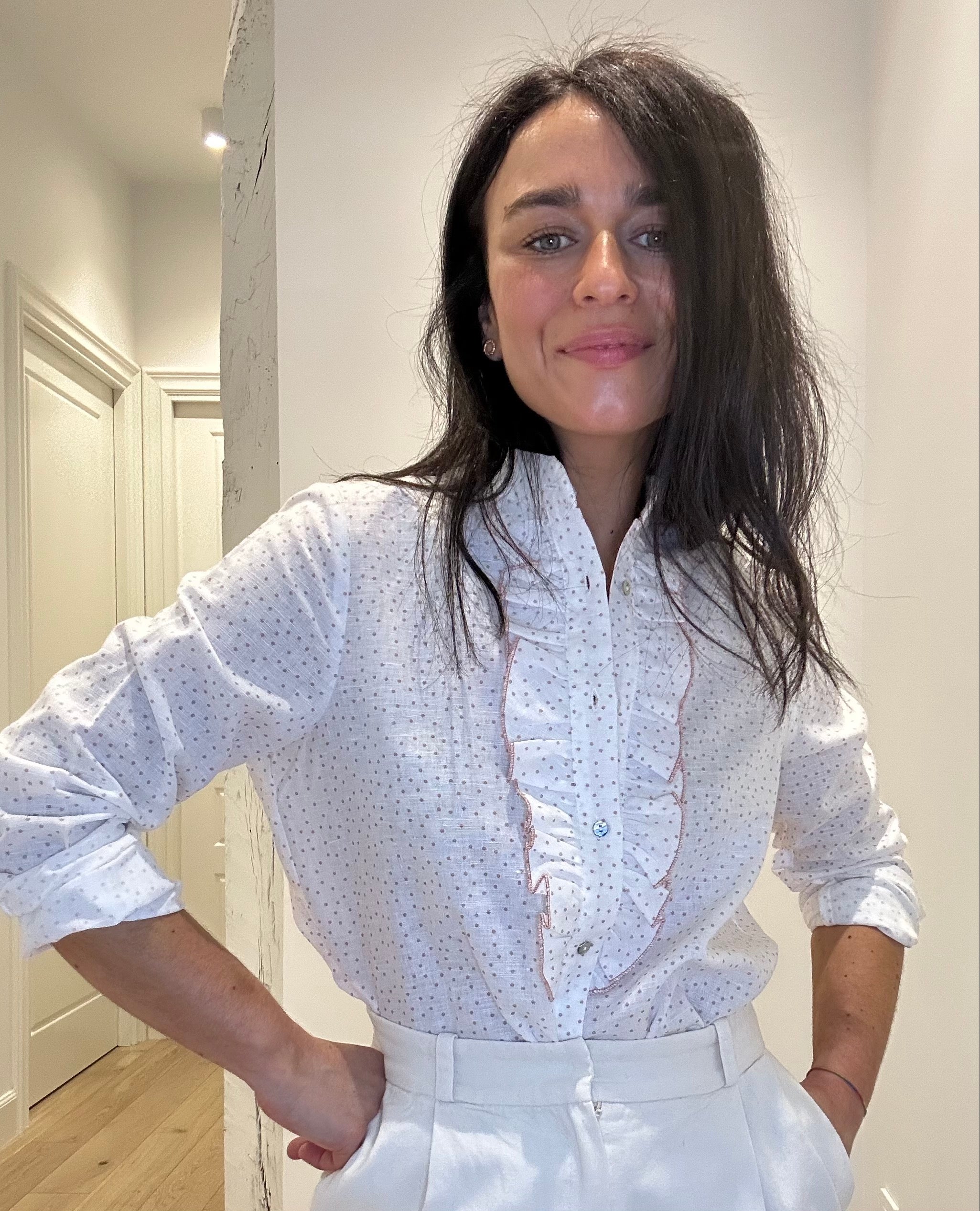 Blouse volantée en lin ROSE