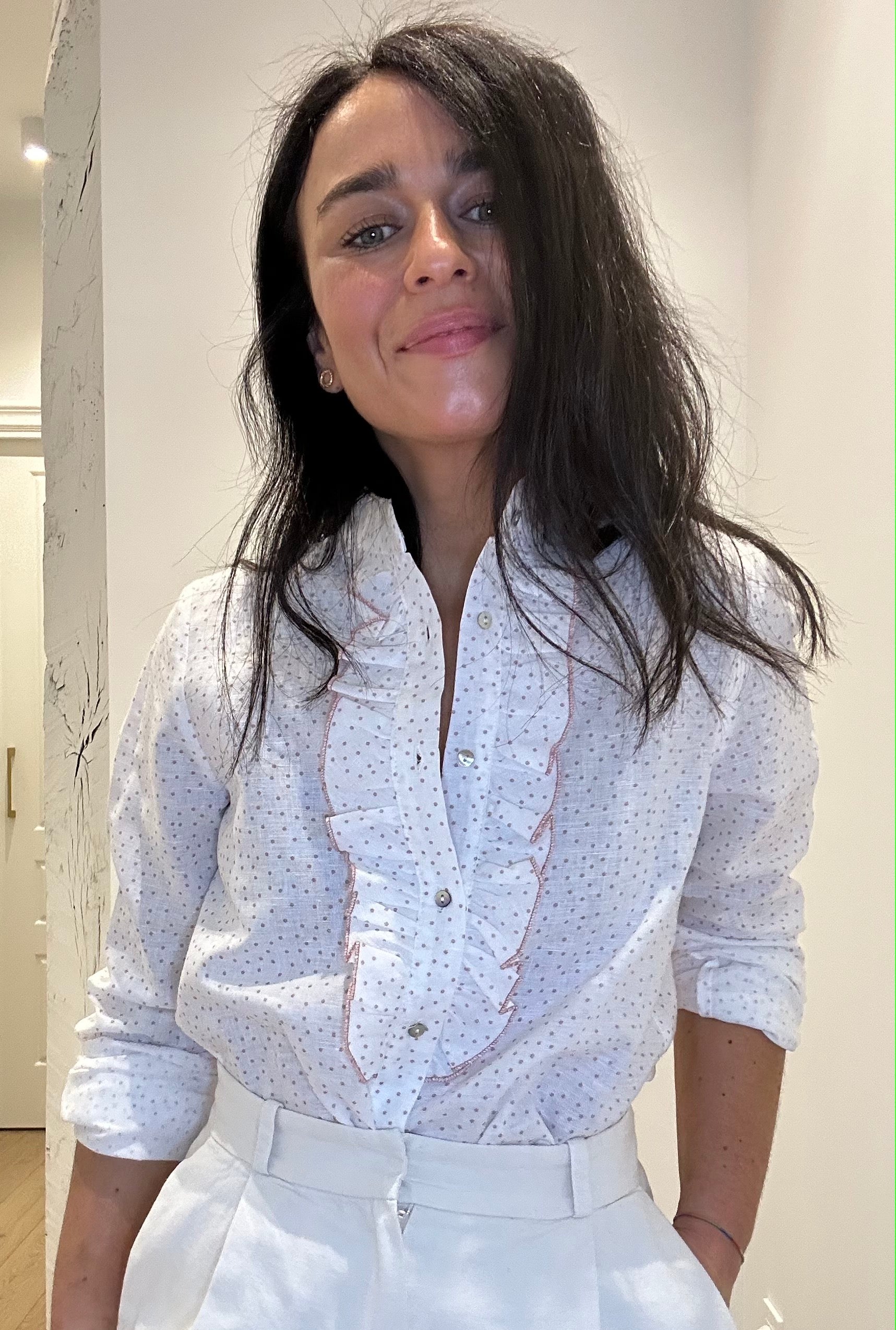 Blouse volantée en lin ROSE