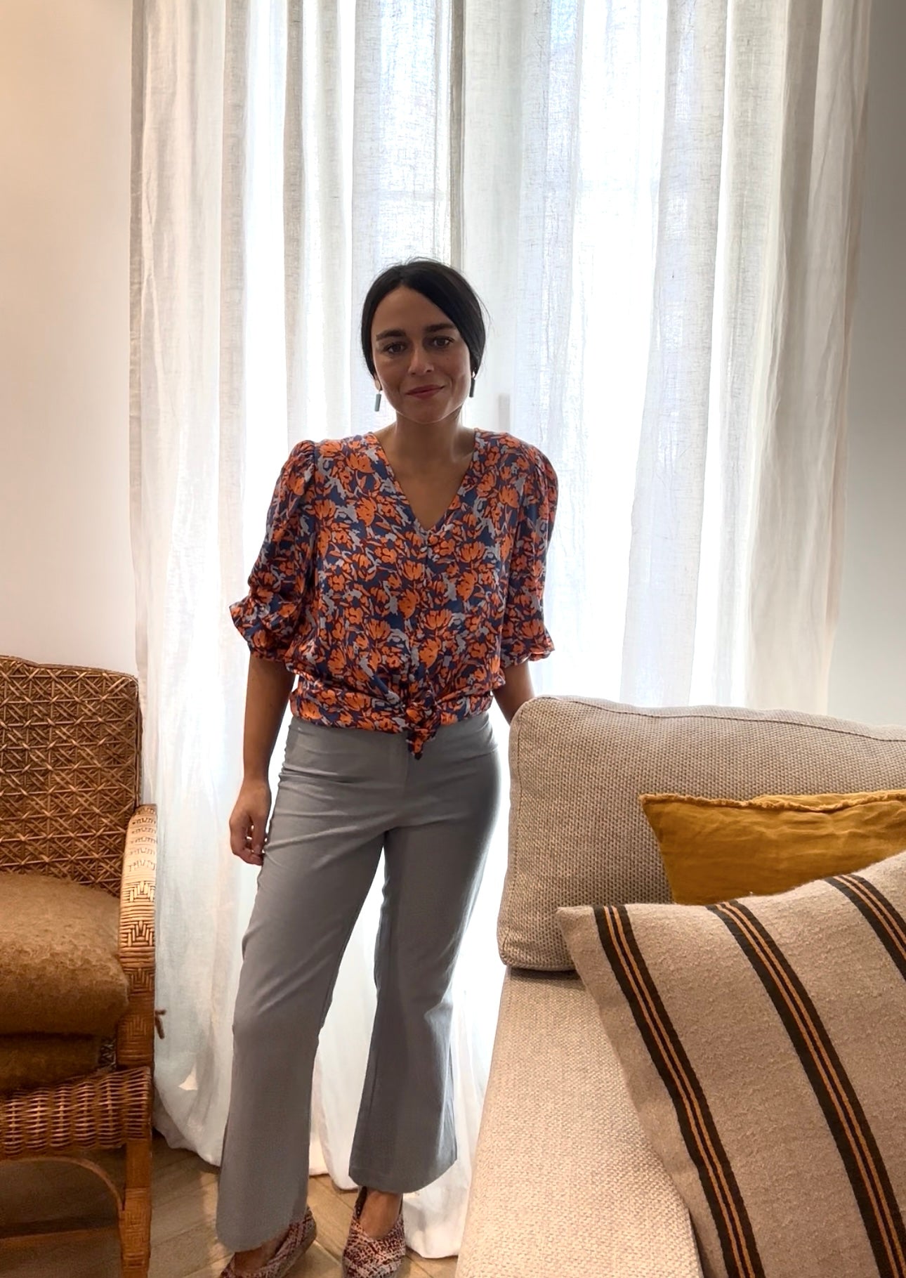 Blouse mouchetée imprimé LIANA