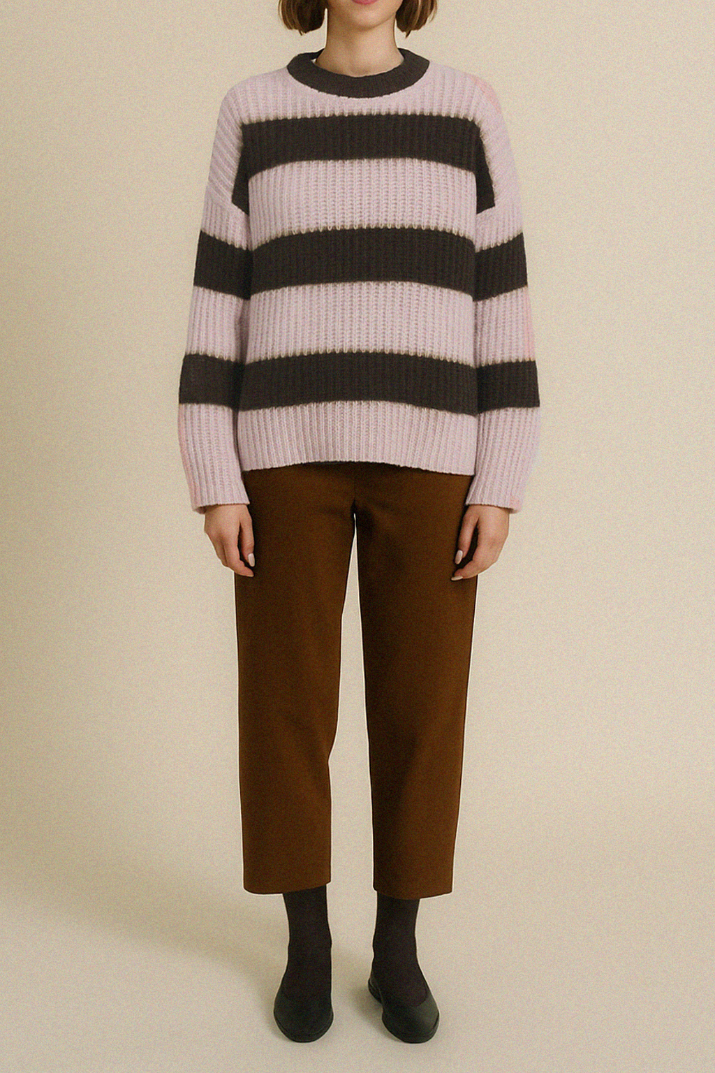 Jersey de punto EDIMBURGO RAYAS ROSA CHOCO