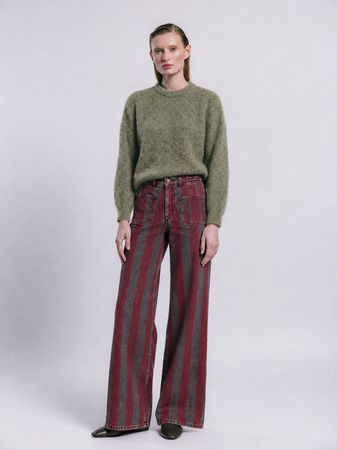 PANTALÓN viena RAYA BURDEOS Y VERDE