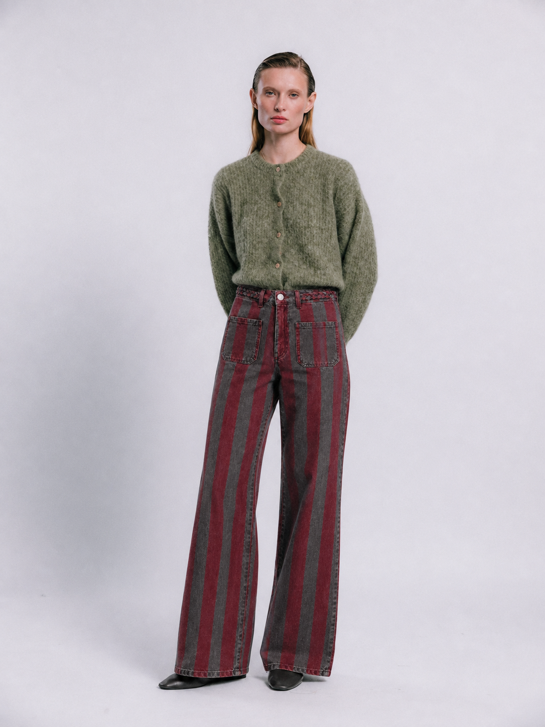 PANTALÓN viena RAYA BURDEOS Y VERDE