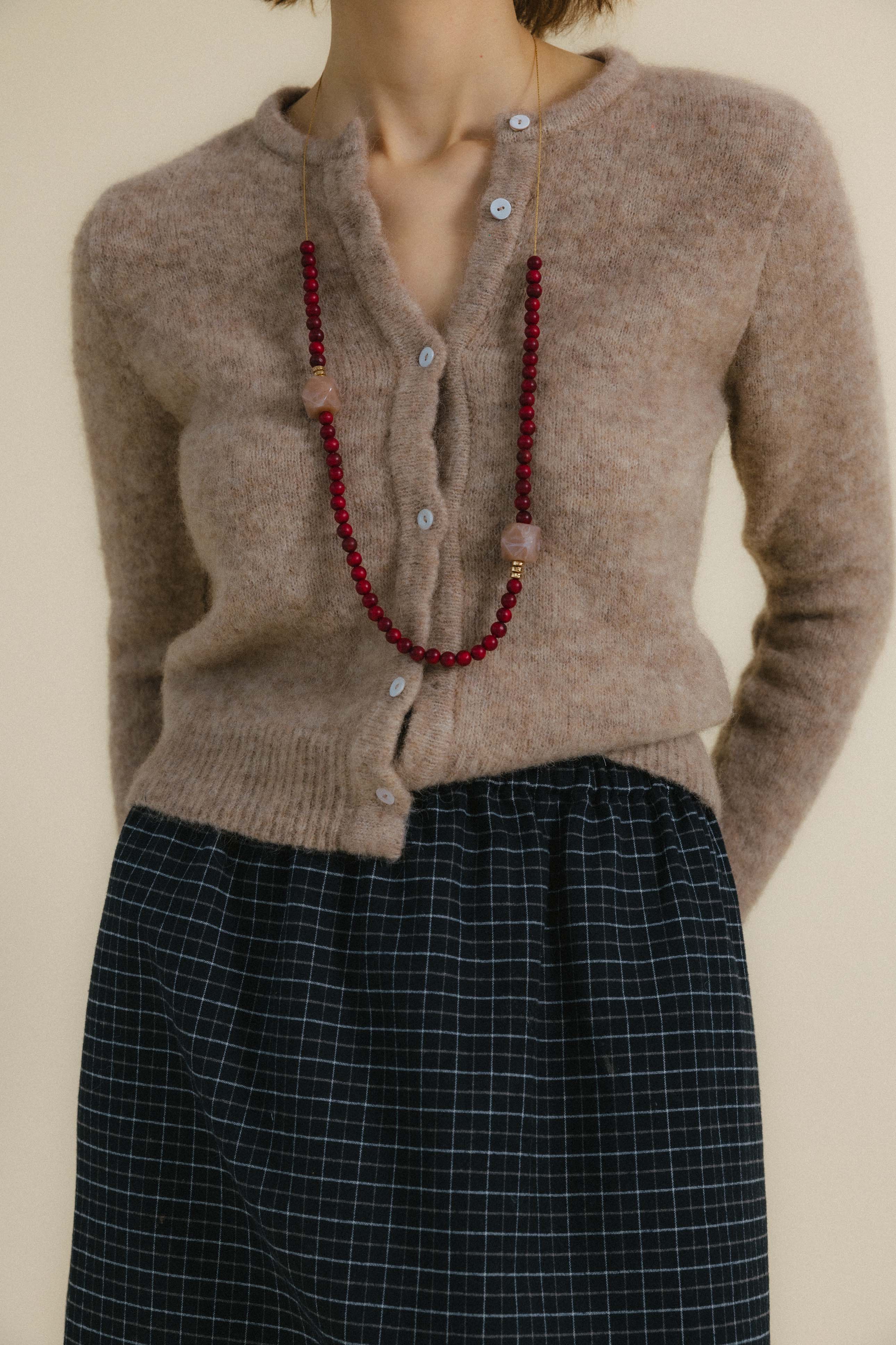 Chaqueta de punto DINA BEIGE. Baby alpaca y lana merino.