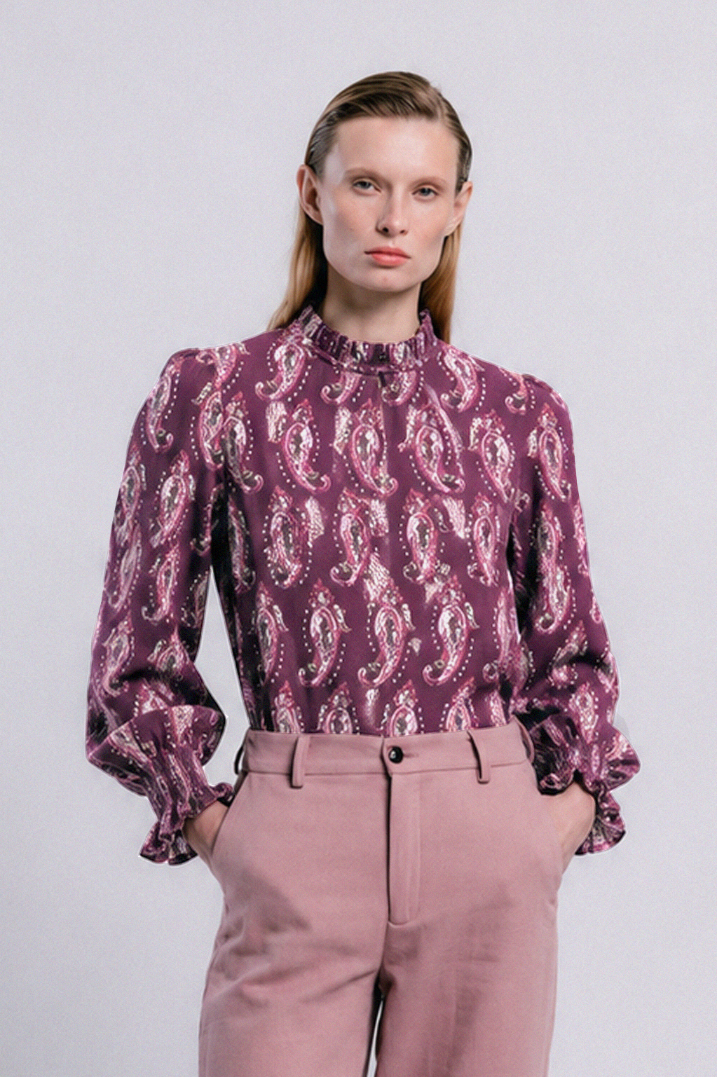 Blusa pori pasley burdeos