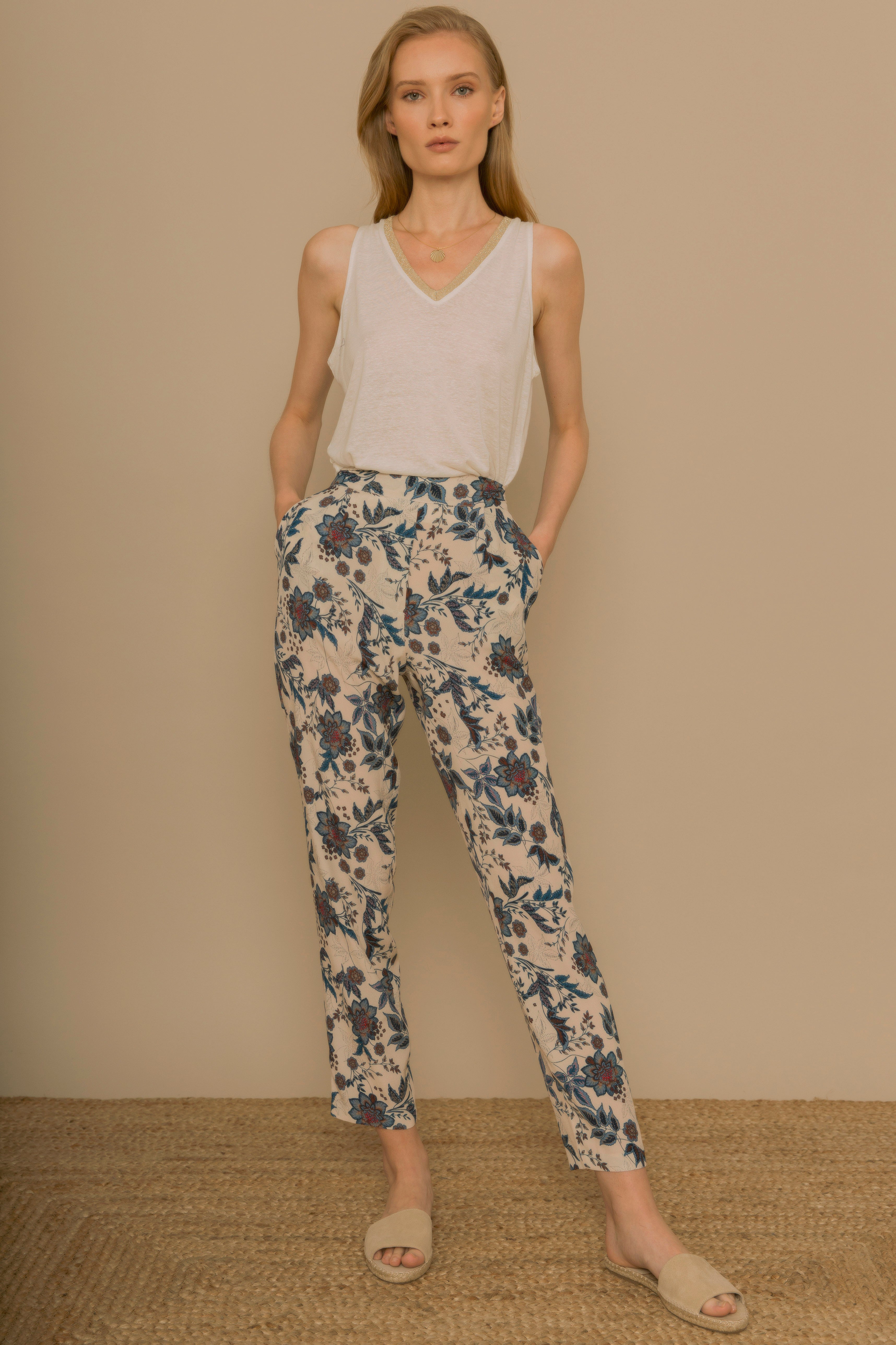 Pantalón recto print flor