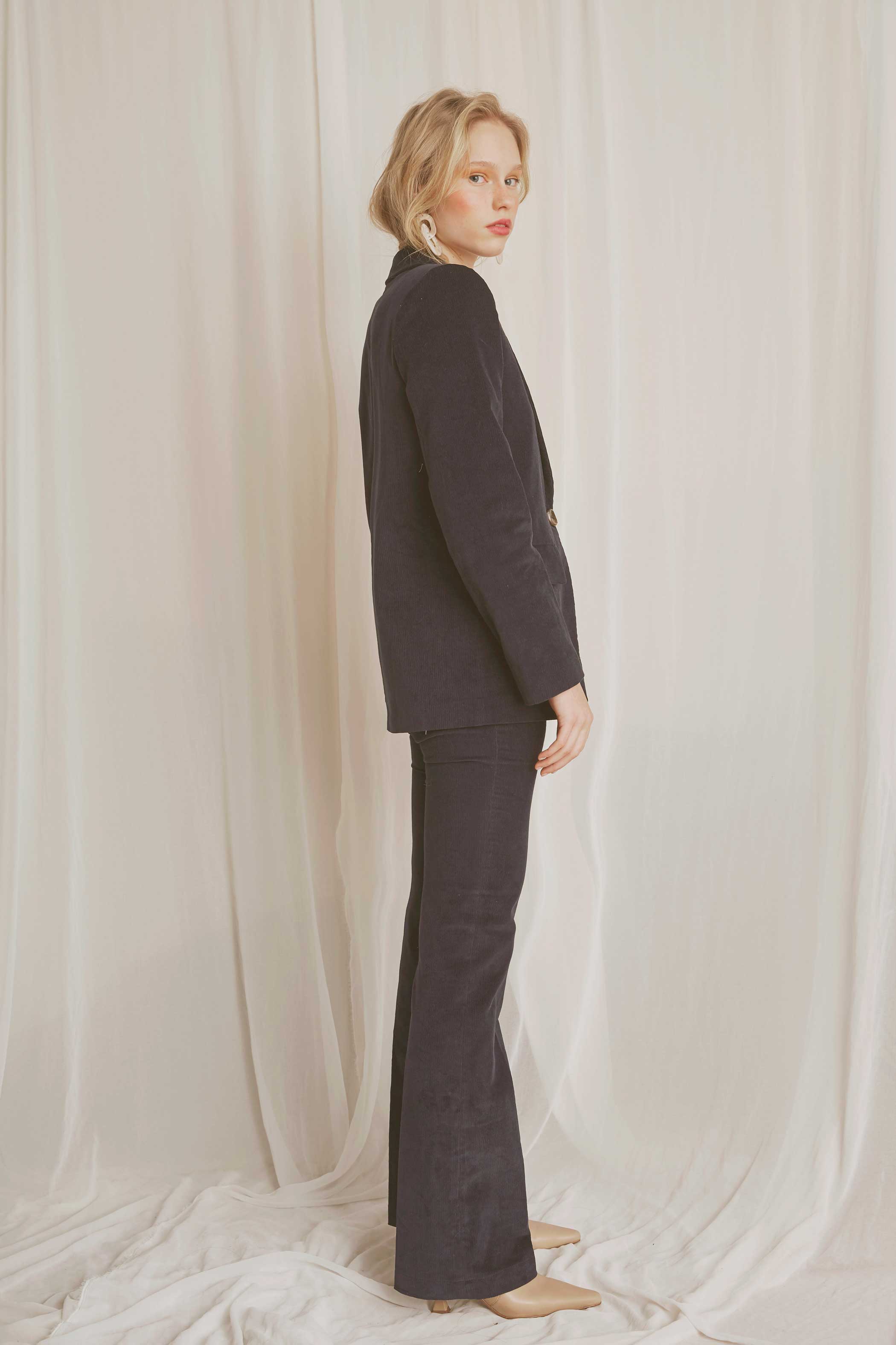 Pantalón acampanado pana marino