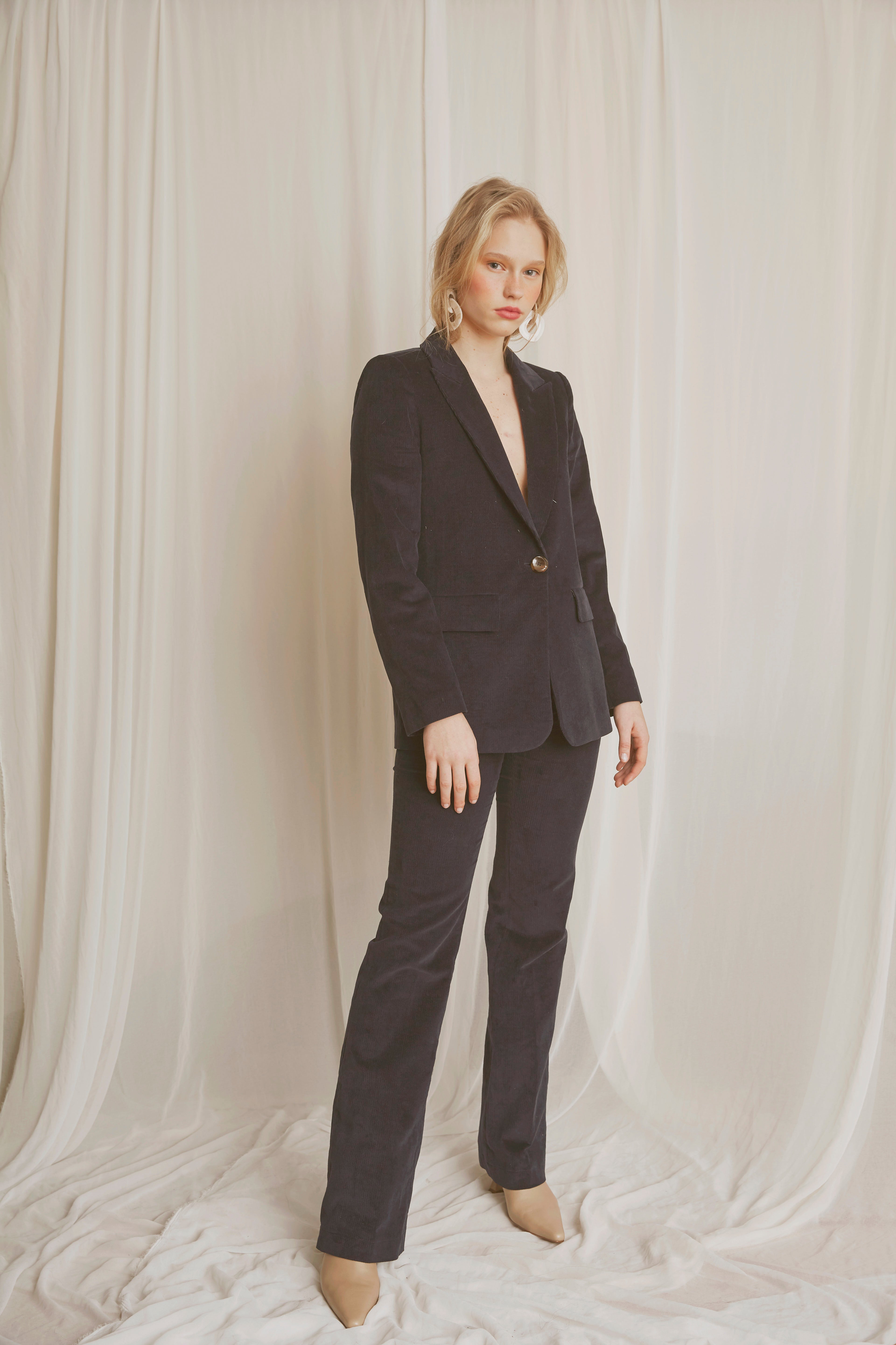 Pantalón acampanado pana marino