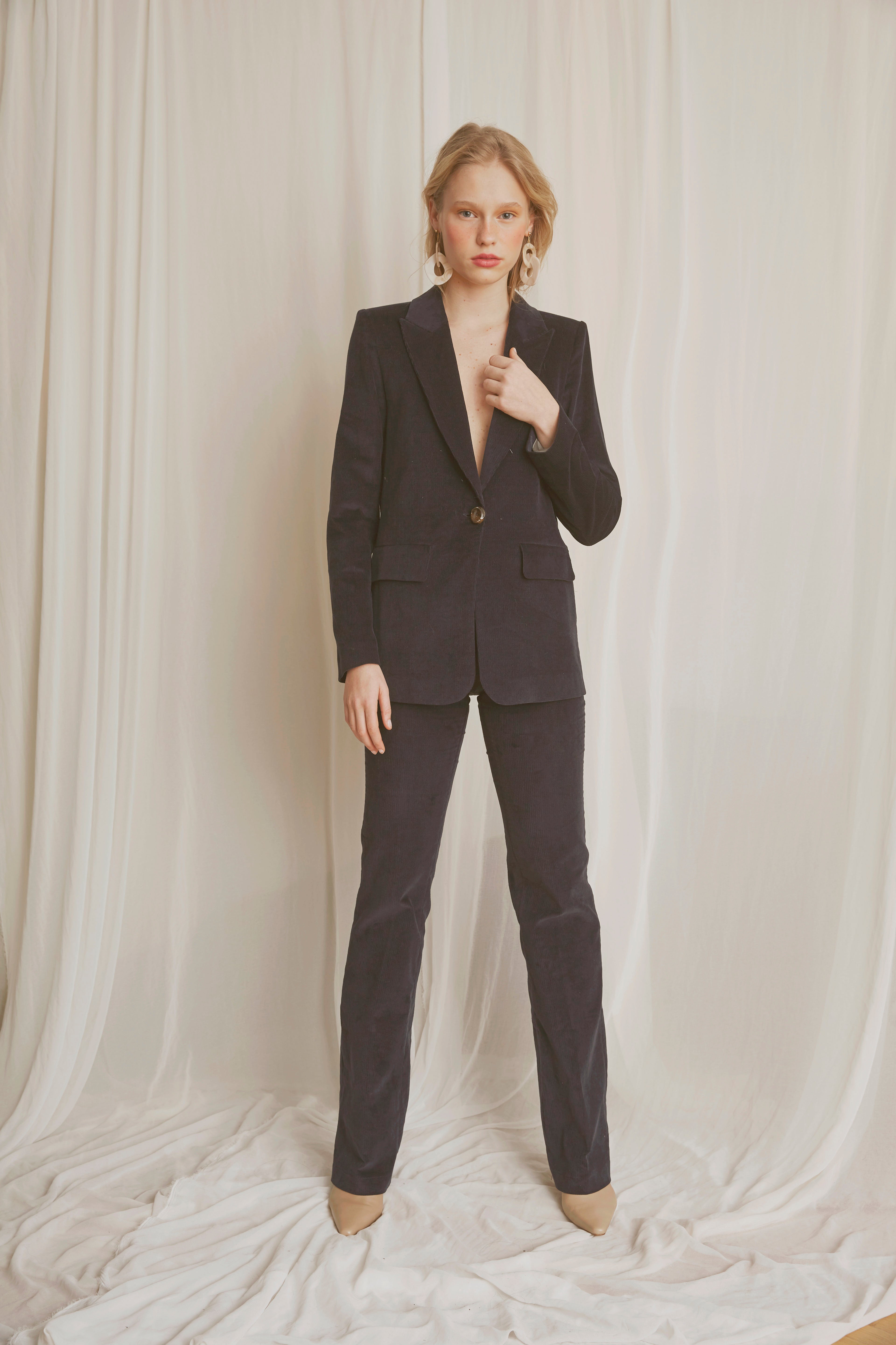 Pantalón acampanado pana marino