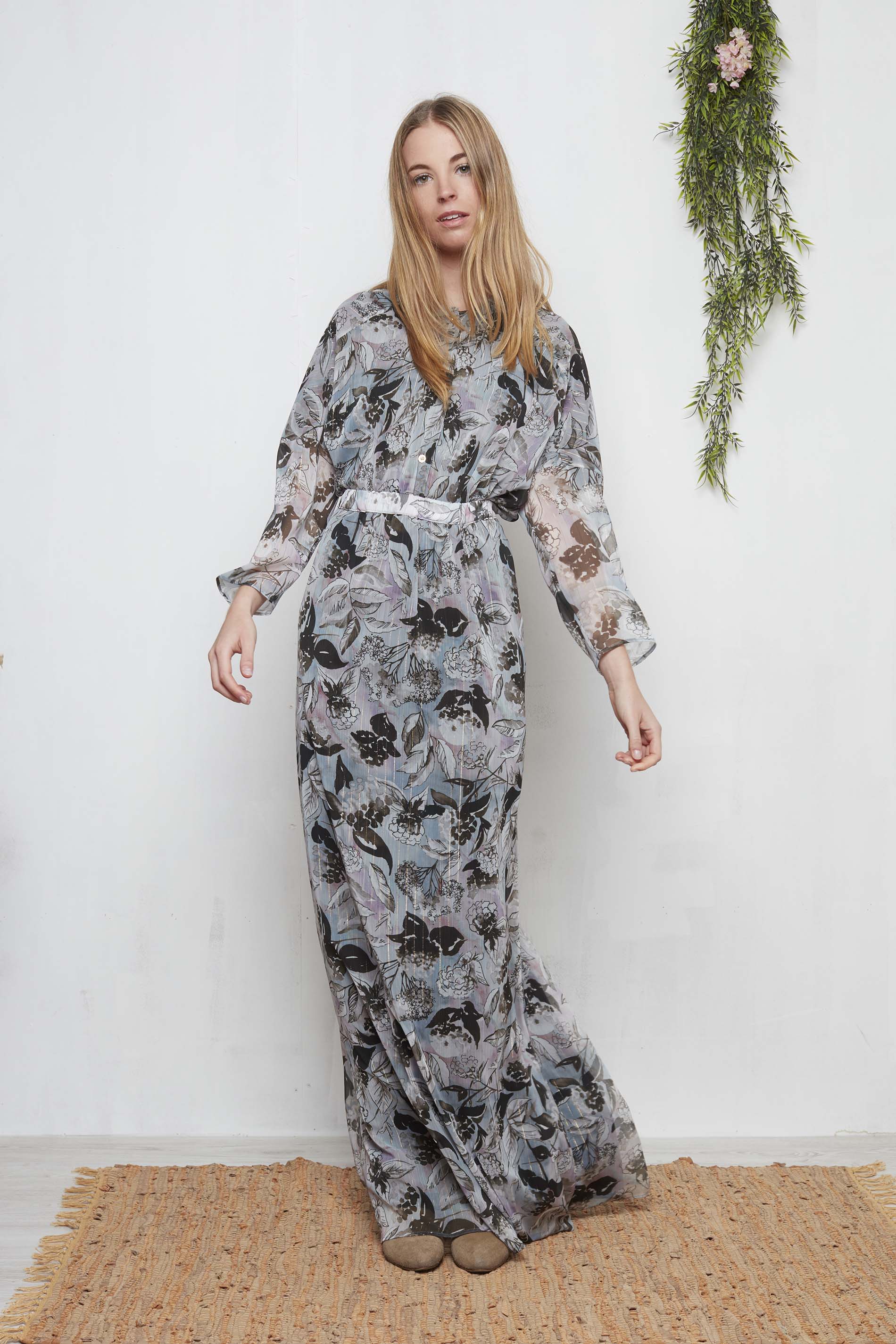 Blusa oversize print gris