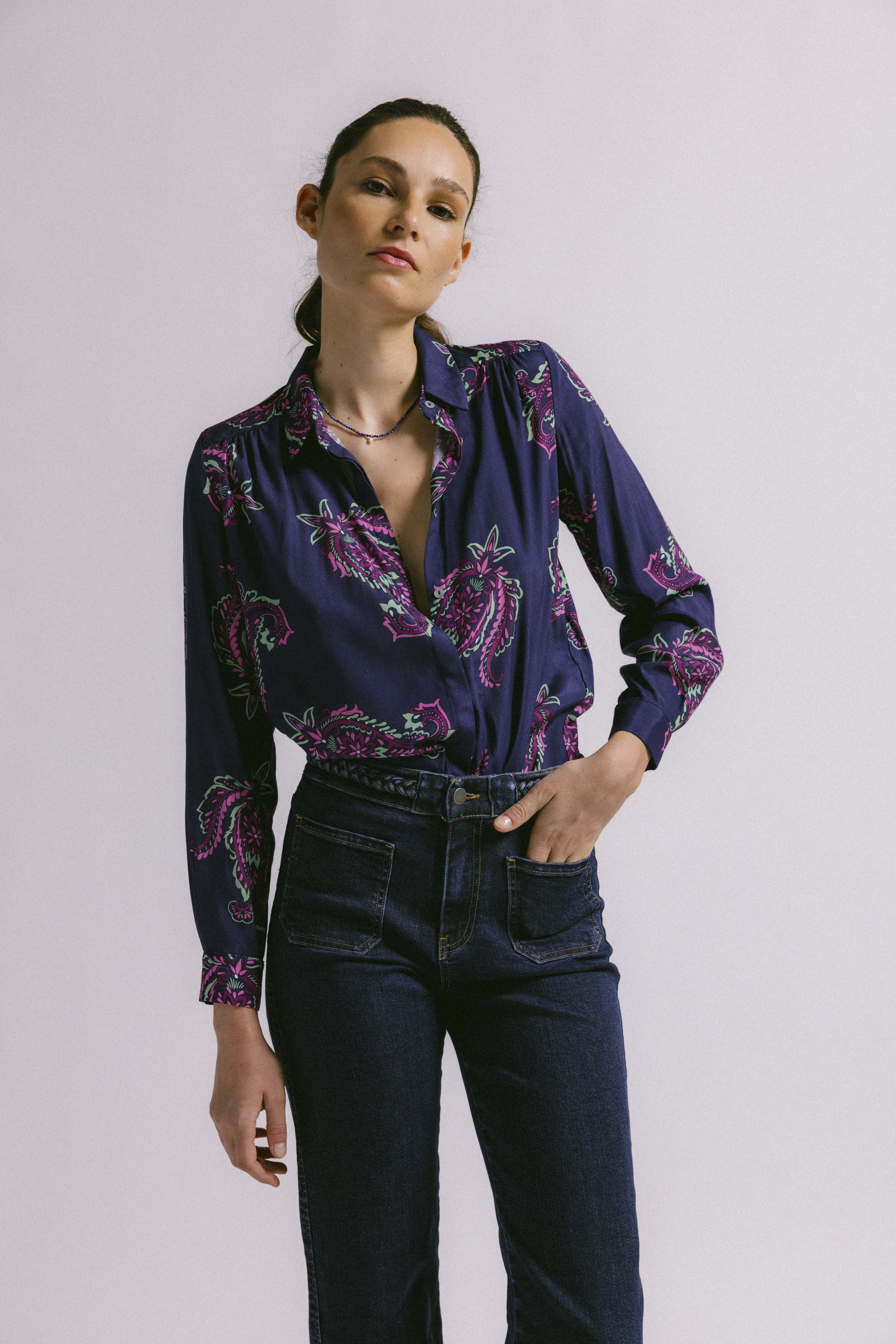 Blusa palma paseley navy