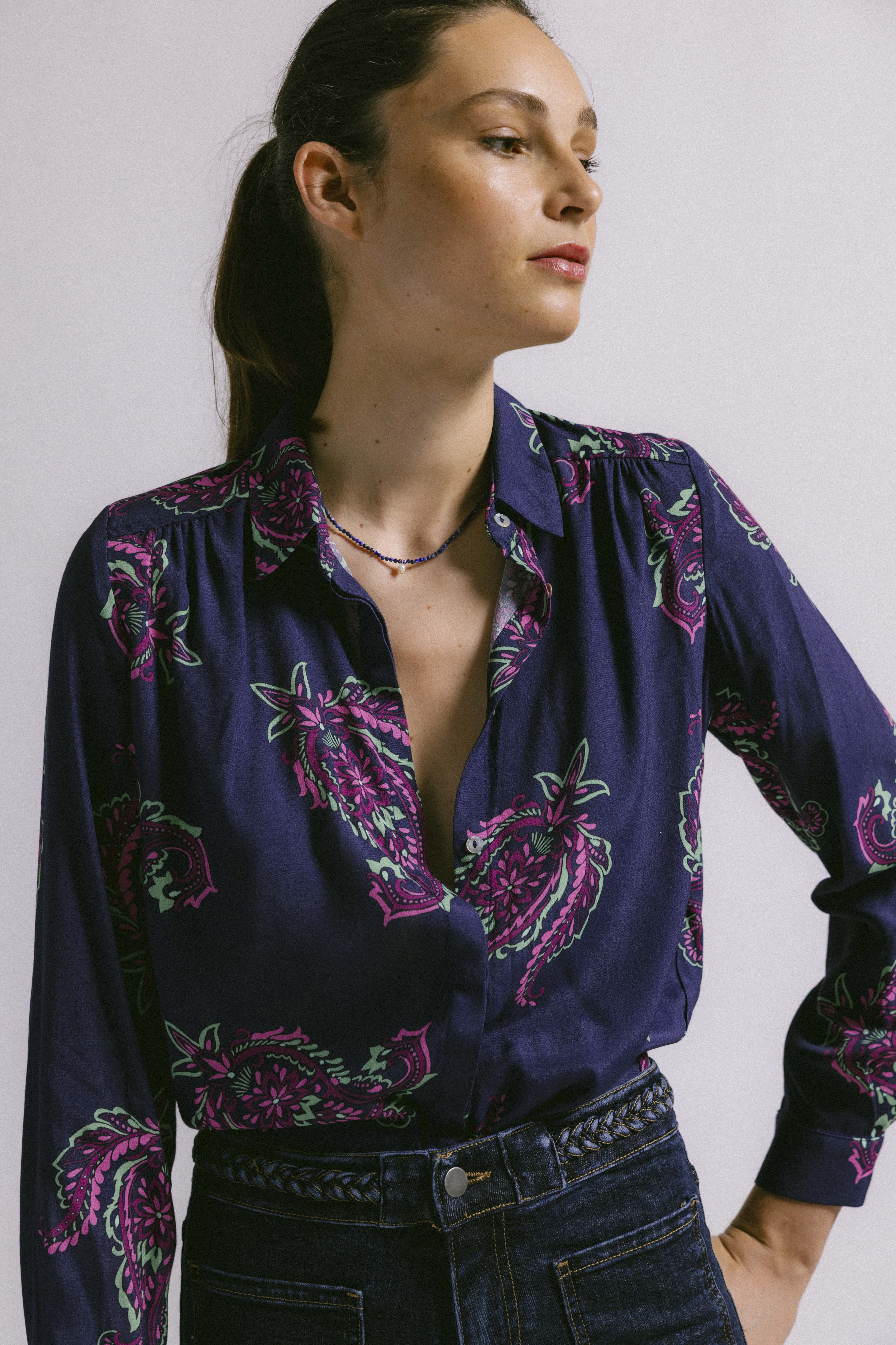 Blusa palma paseley navy