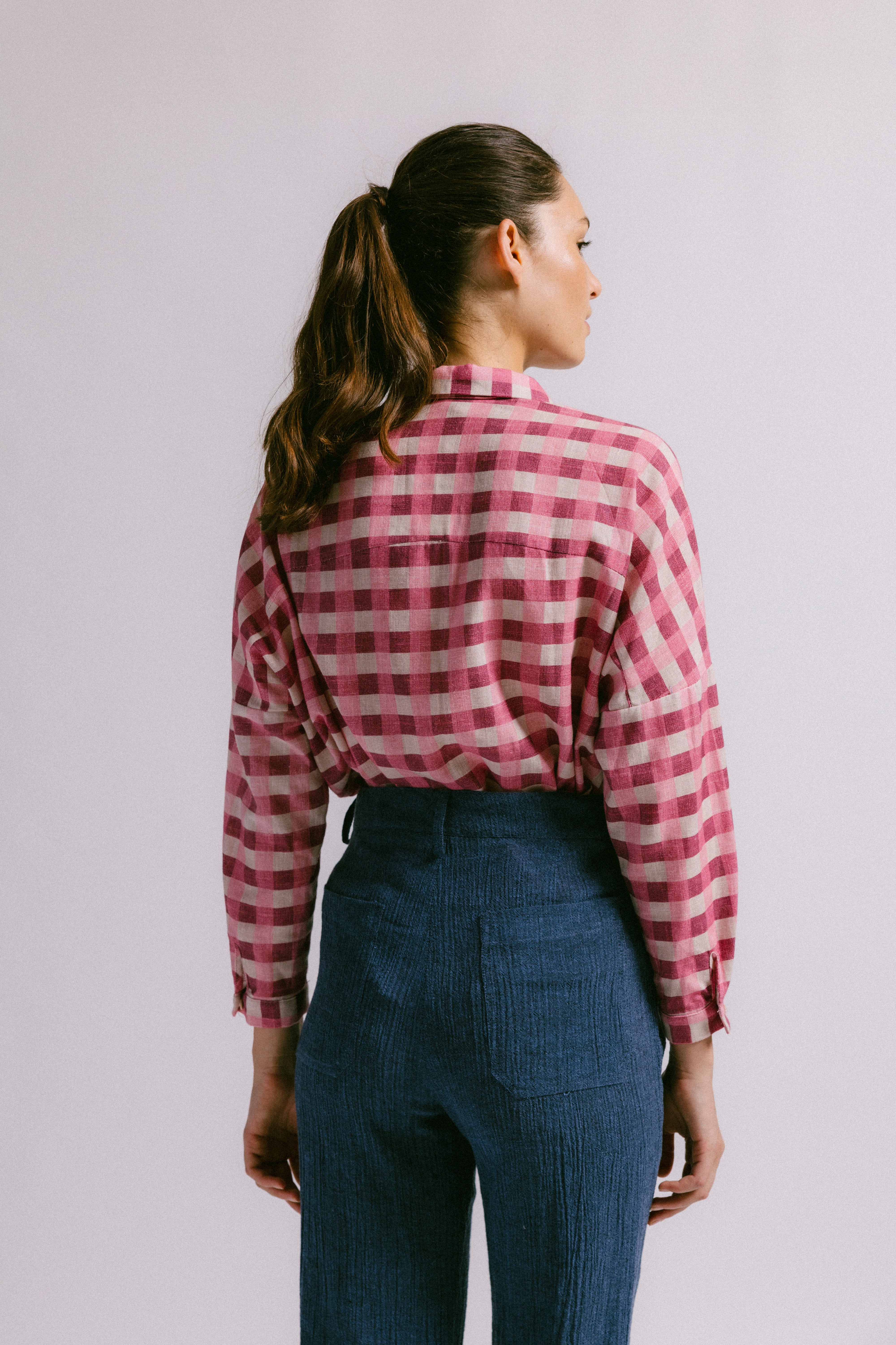 Blusa STAR CUADROS TIERRA/ROSA