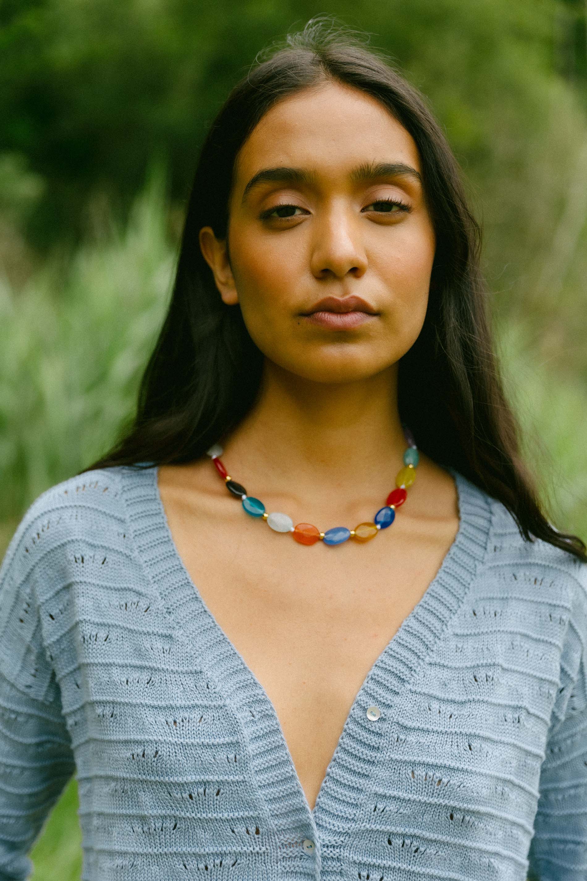 blue FAULT necklace