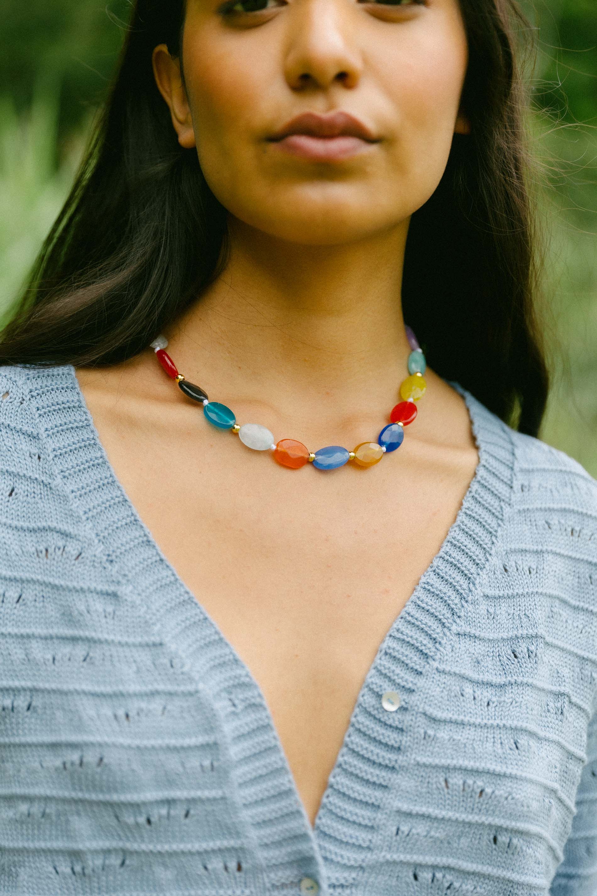 blue FAULT necklace