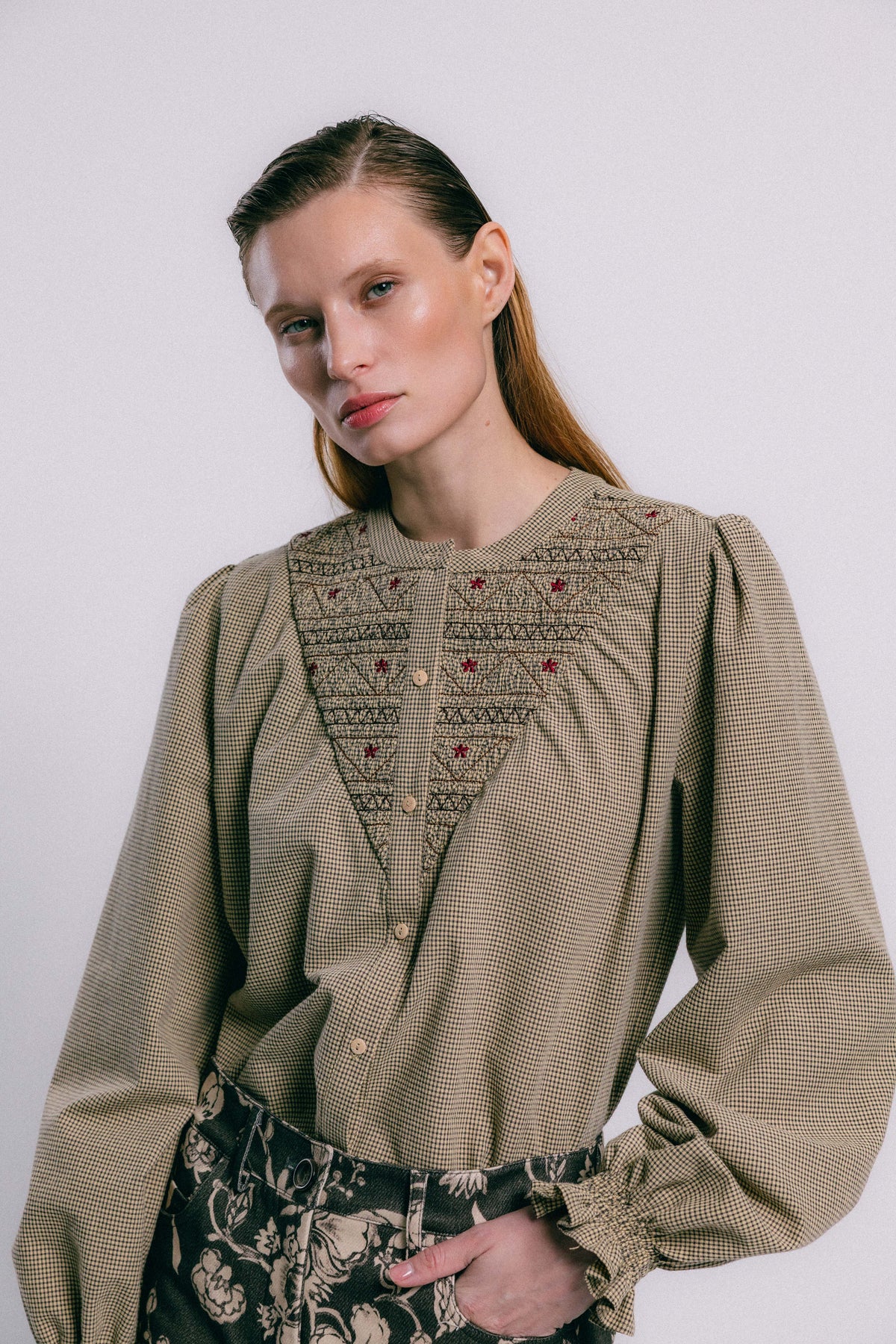 Blusa cuadro vichy VOL bordada