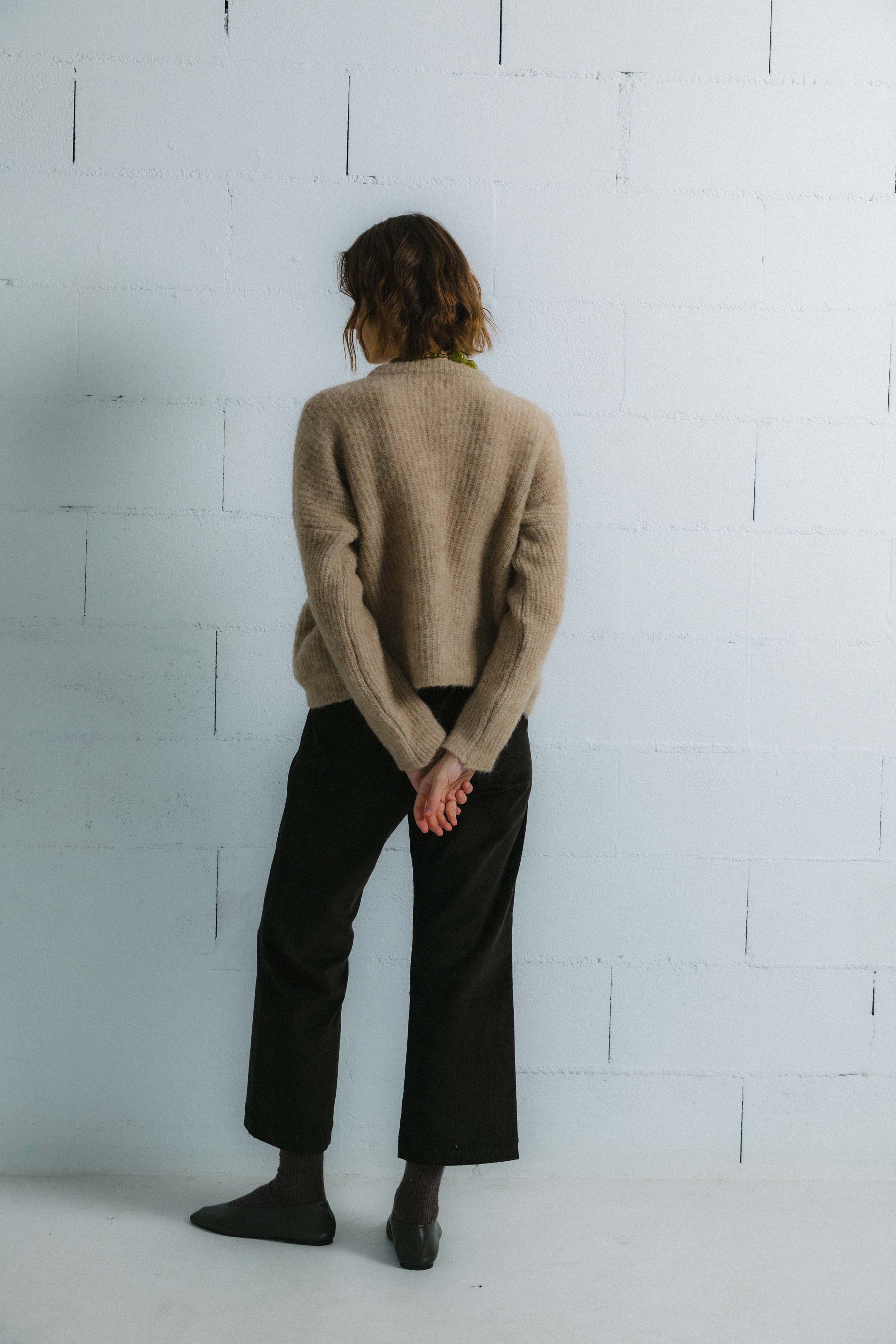 Jersey de punto EDIMBURGO BEIGE. Baby alpaca y lana merino