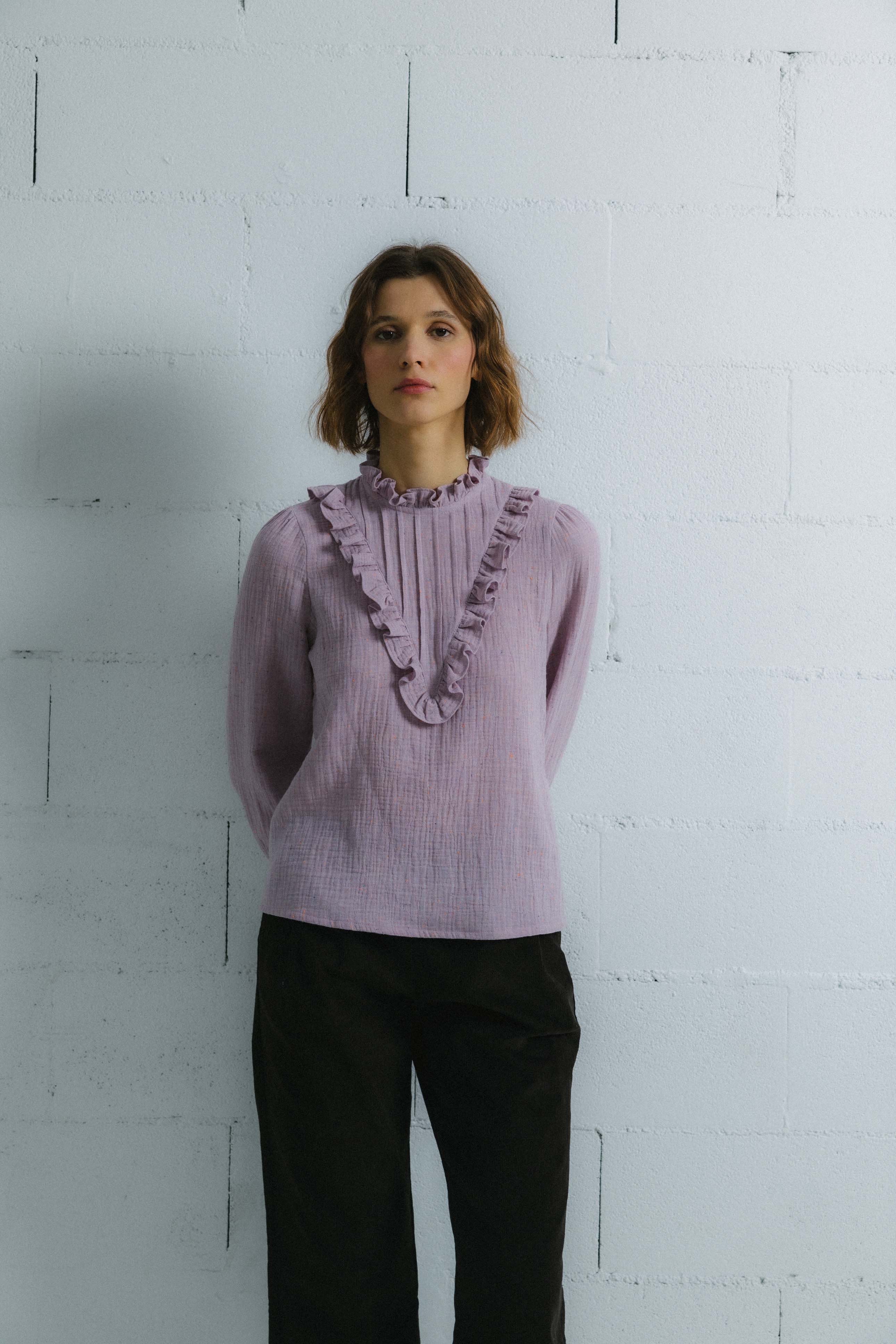 Blusa algodón orgánico gris malva SILKEN