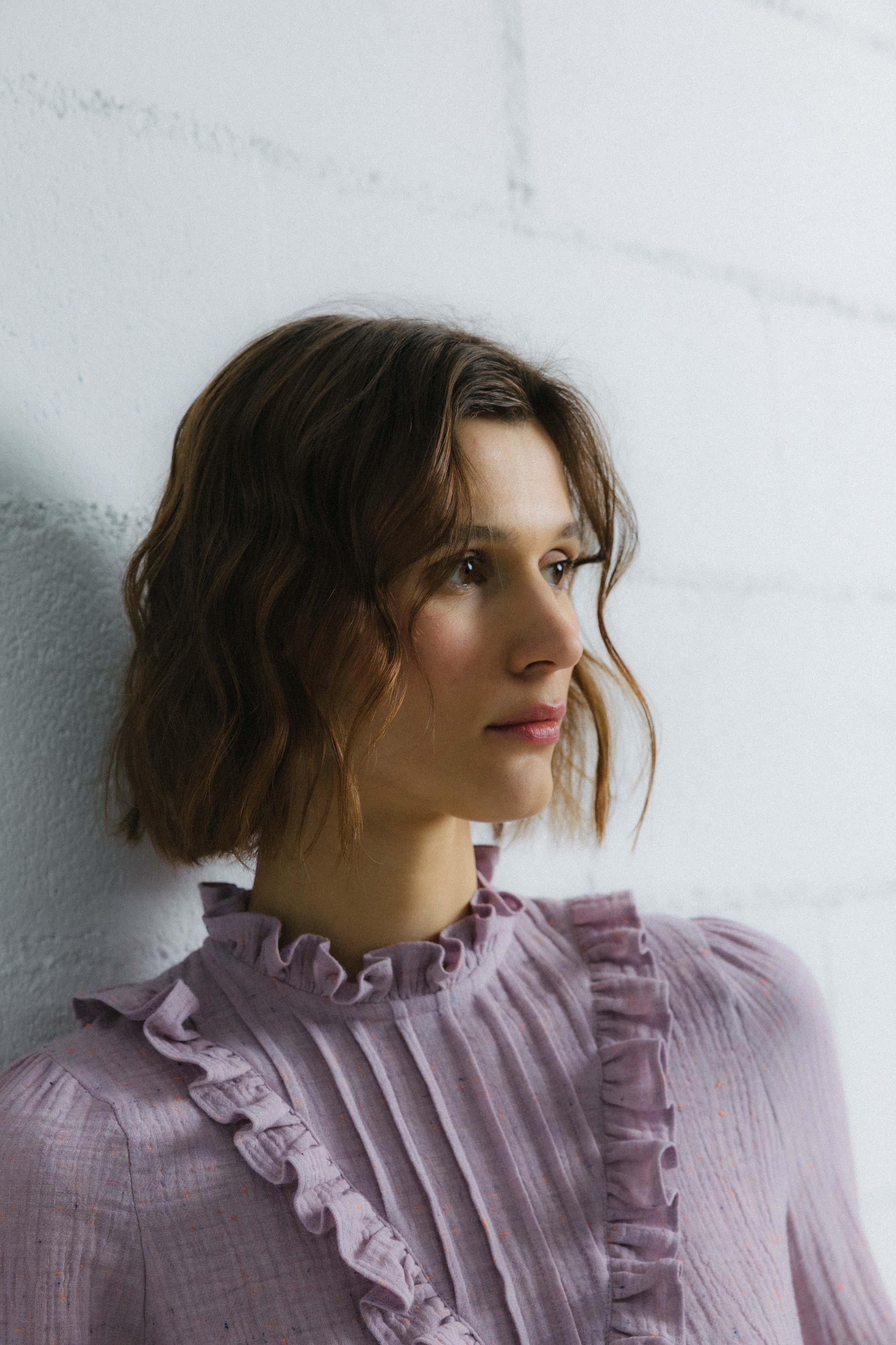 Blusa algodón orgánico gris malva SILKEN