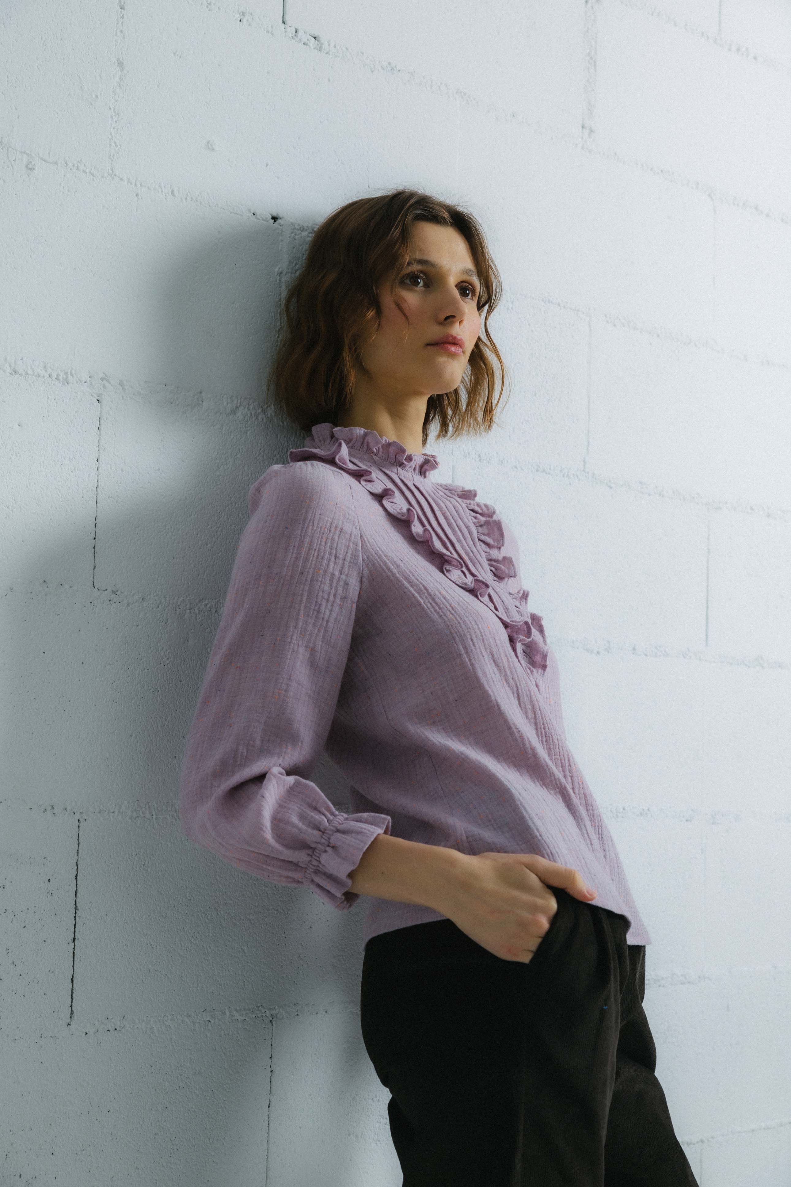 Blusa algodón orgánico gris malva SILKEN