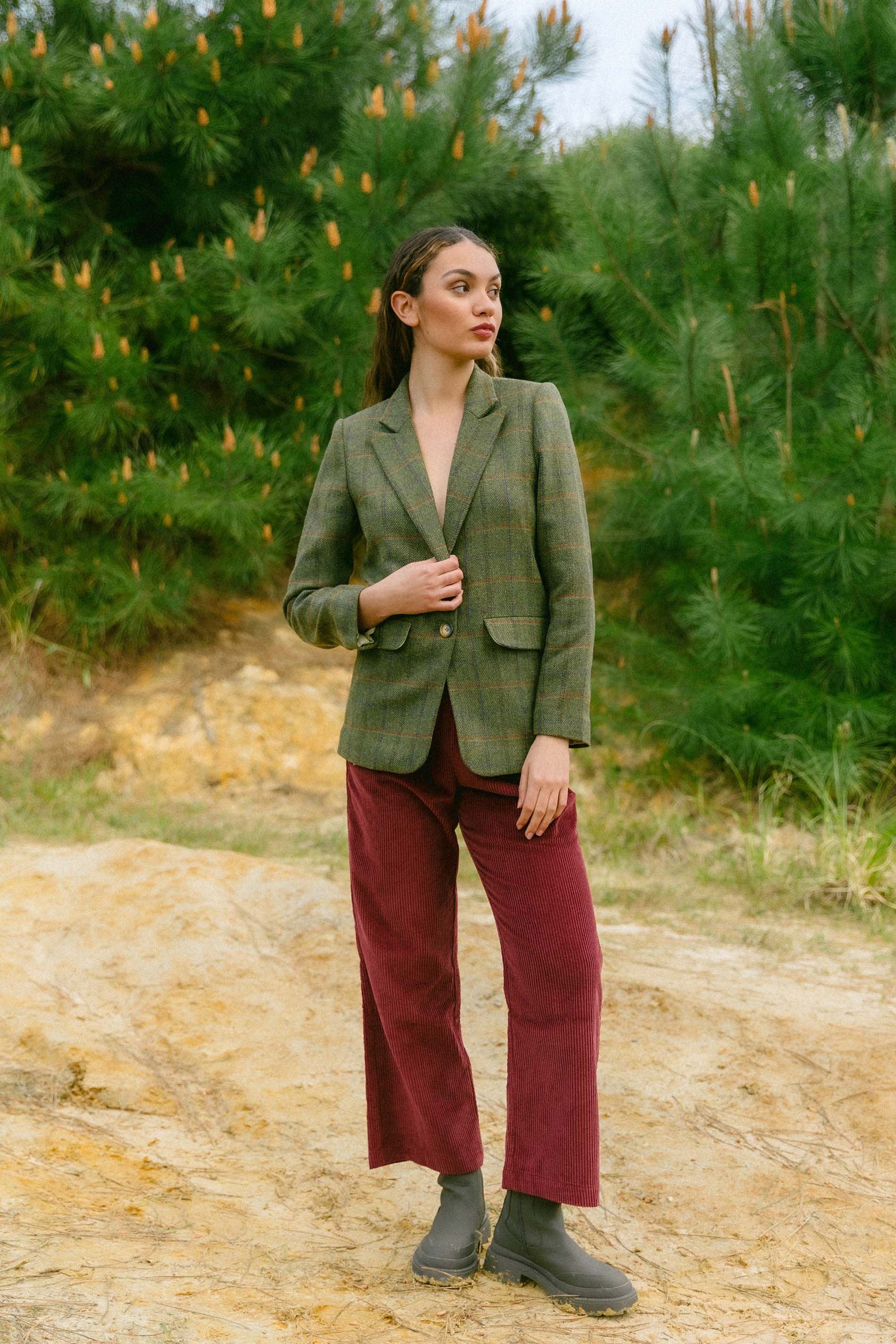 Blazer Millet lana cuadros verdes