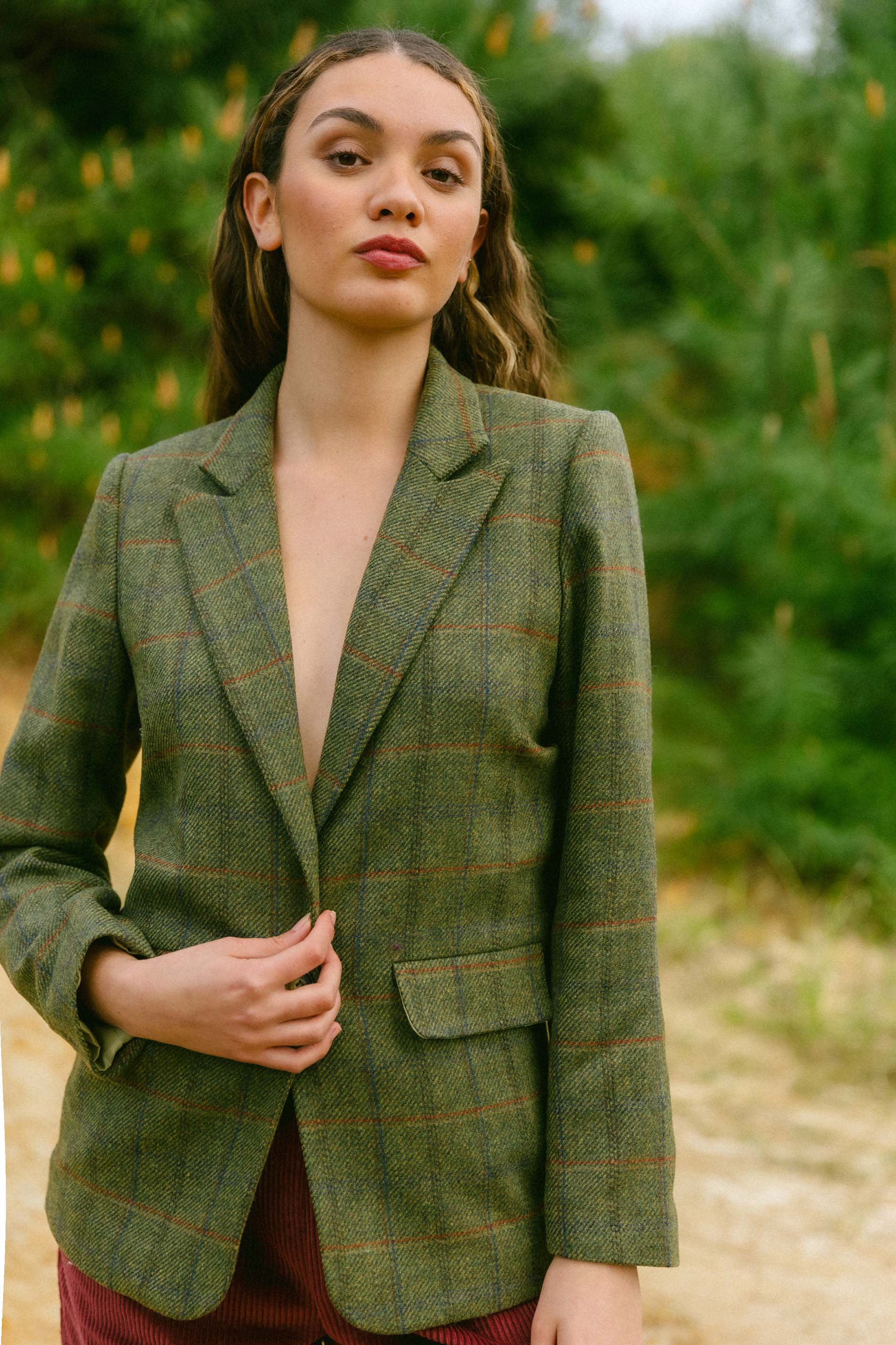 Blazer Millet lana cuadros verdes