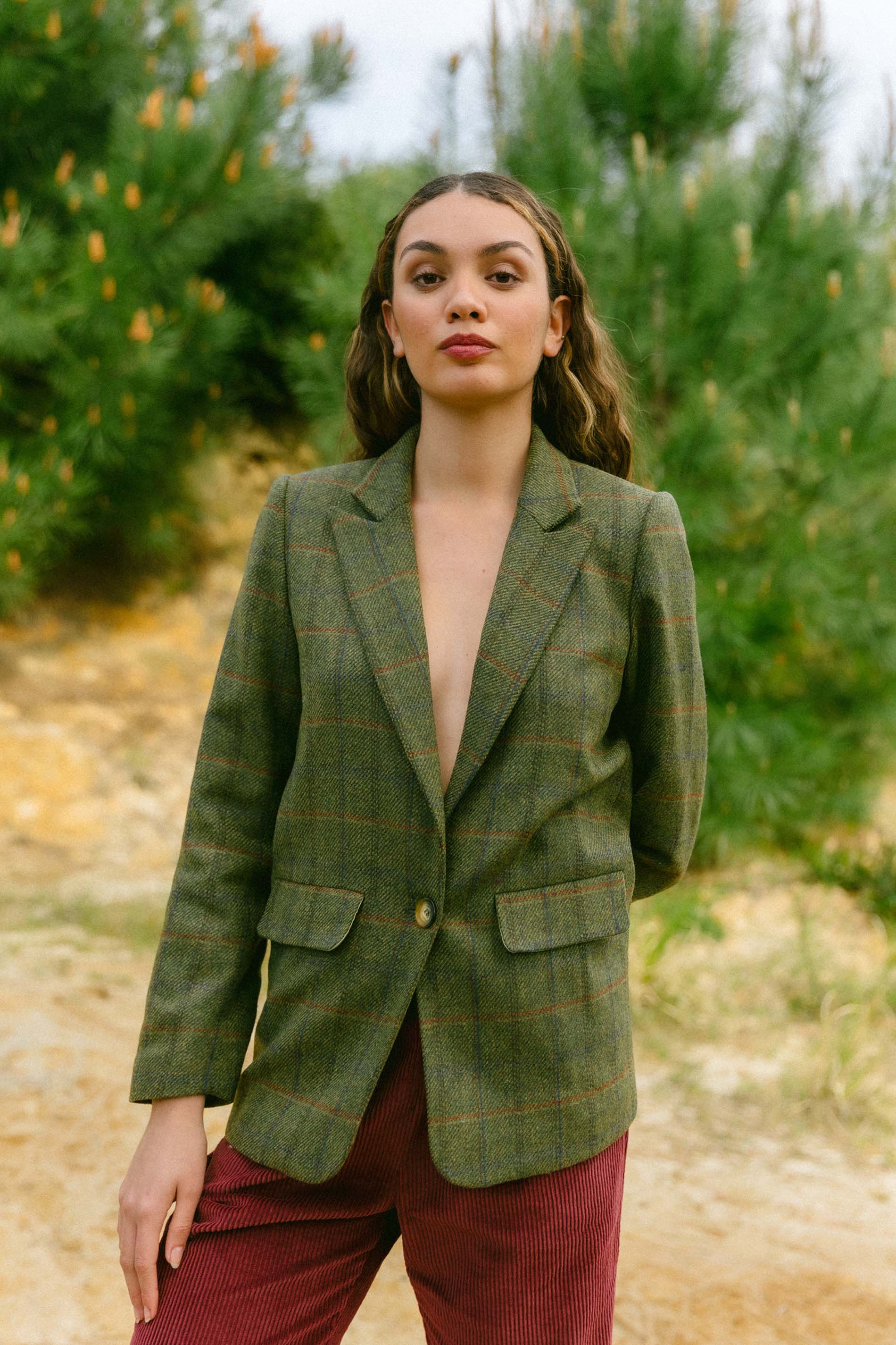 Blazer Millet lana cuadros verdes