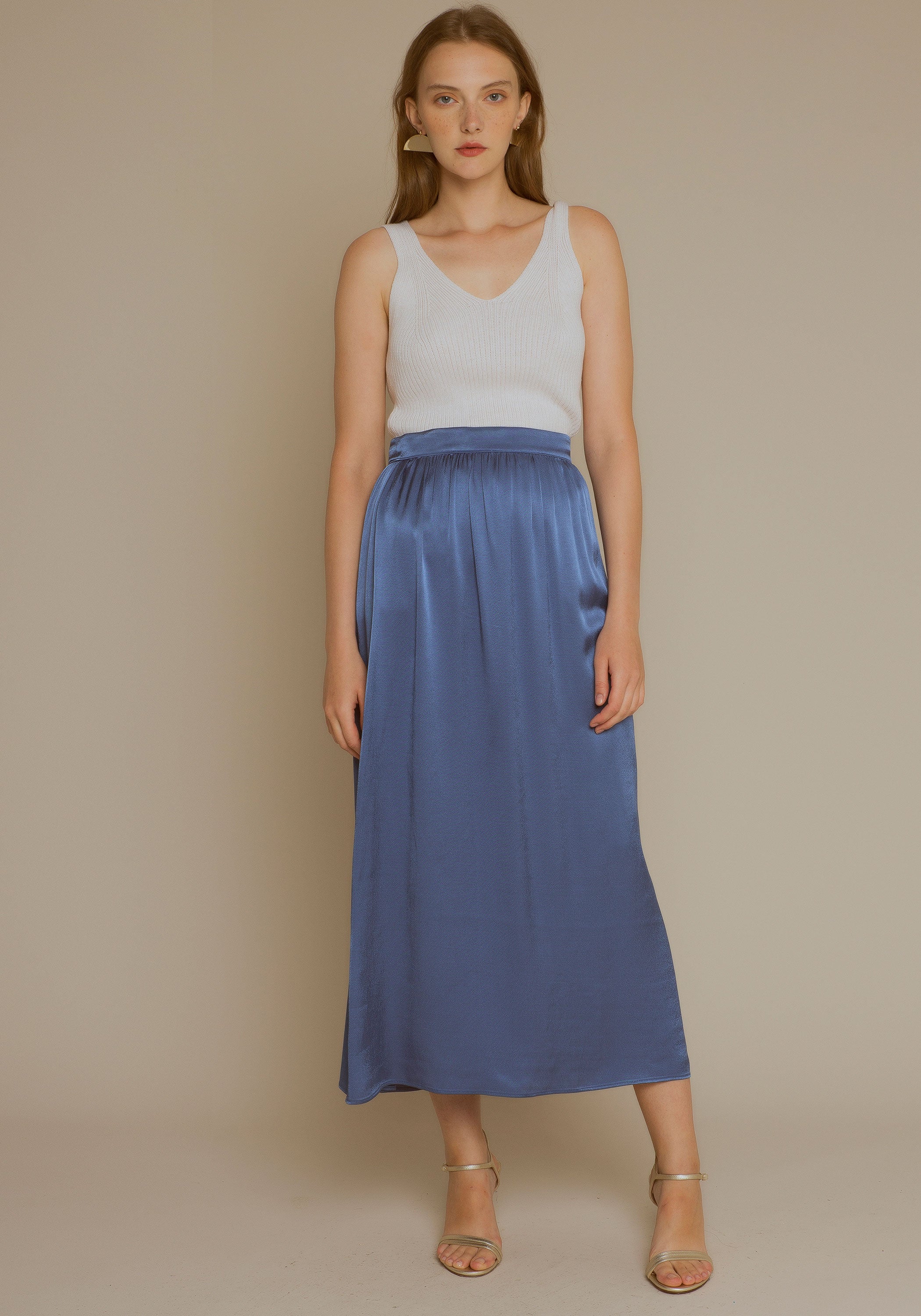 Kansas blue satin skirt