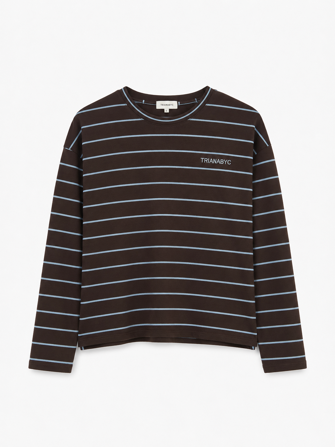 Camiseta rayas manga larga bordado chocolate TRIANABYC