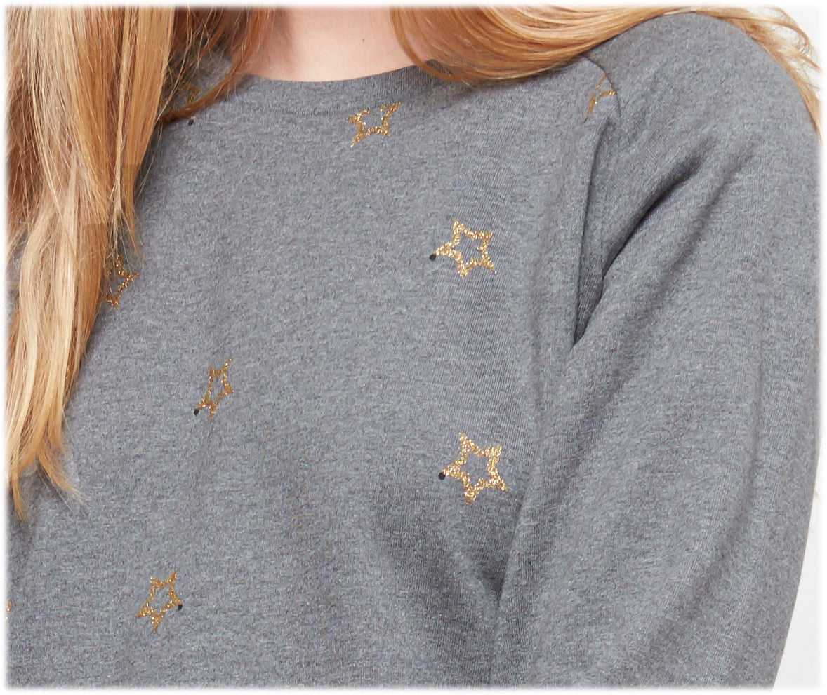 Sudadera gris estrellas glitter