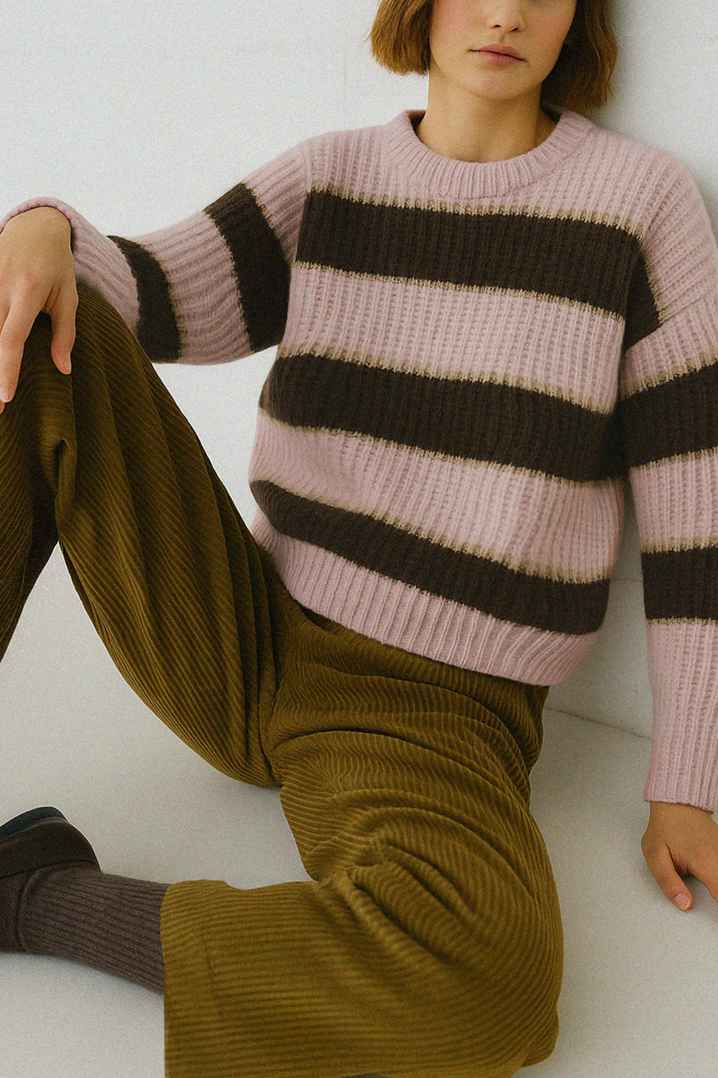 Jersey de punto EDIMBURGO RAYAS ROSA CHOCO