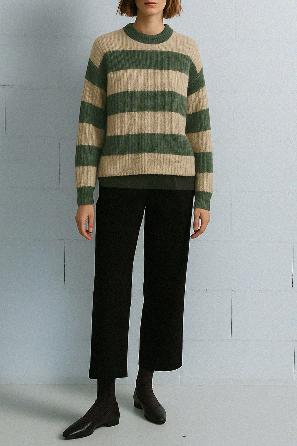 Jersey de punto EDIMBURGO RAYAS BEIGE Y VERDE