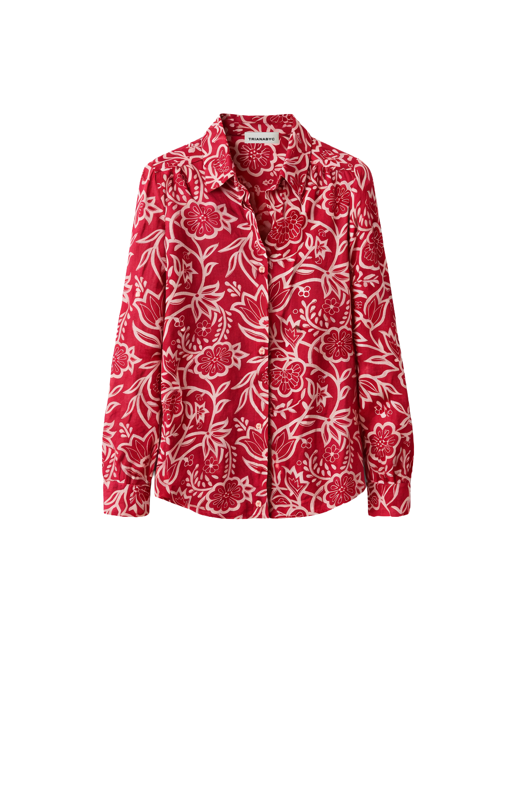 Total look manga larga flor deco rojo
