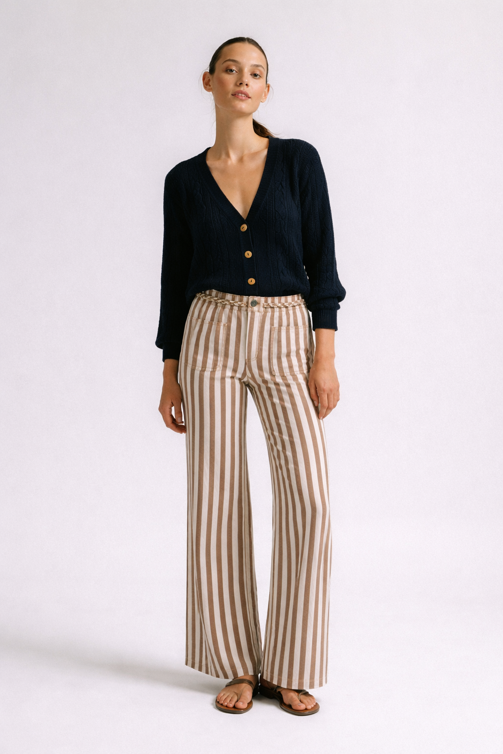 PANTALÓN VIENA RAYA TIERRA Y ARENA