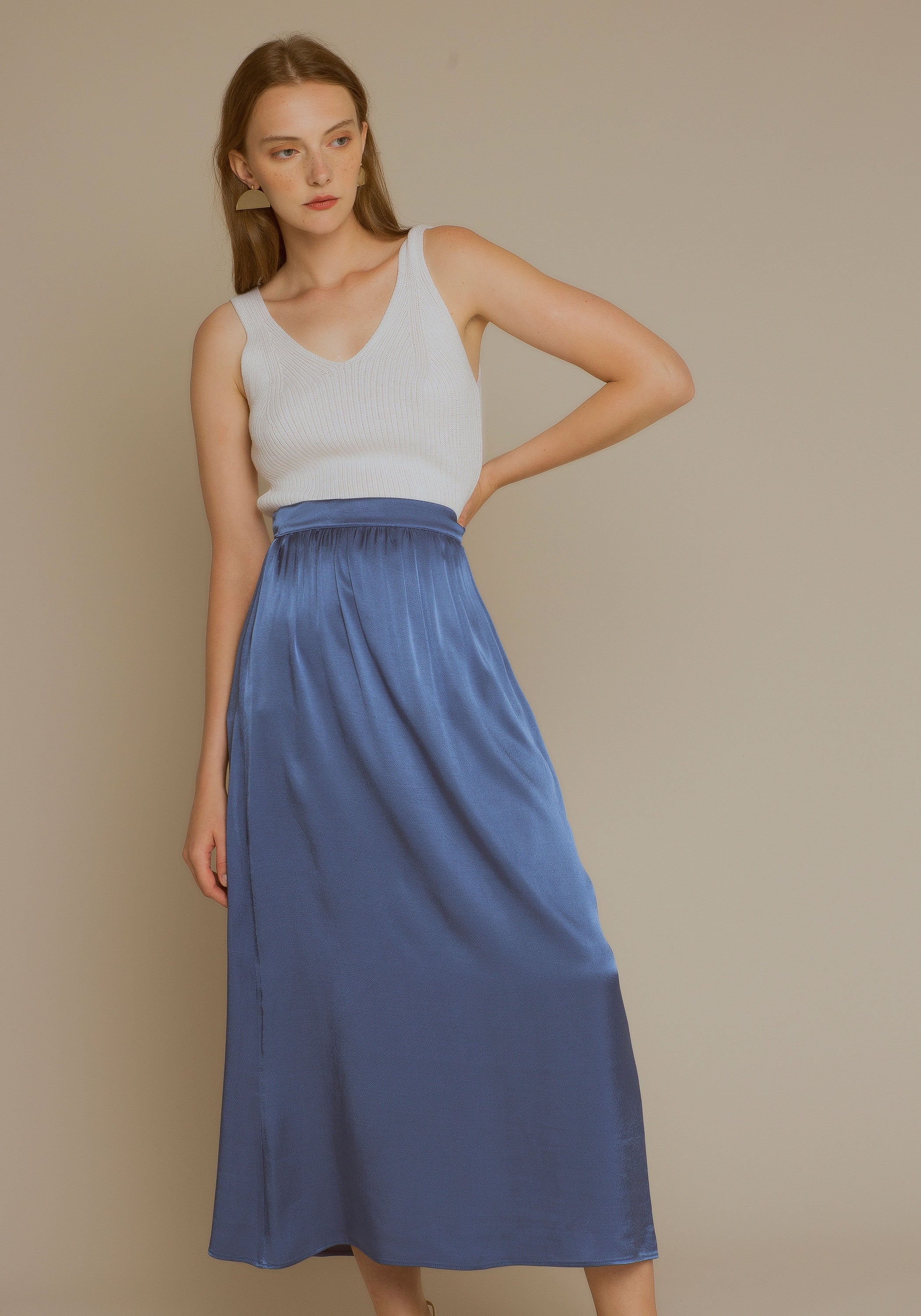 Kansas blue satin skirt