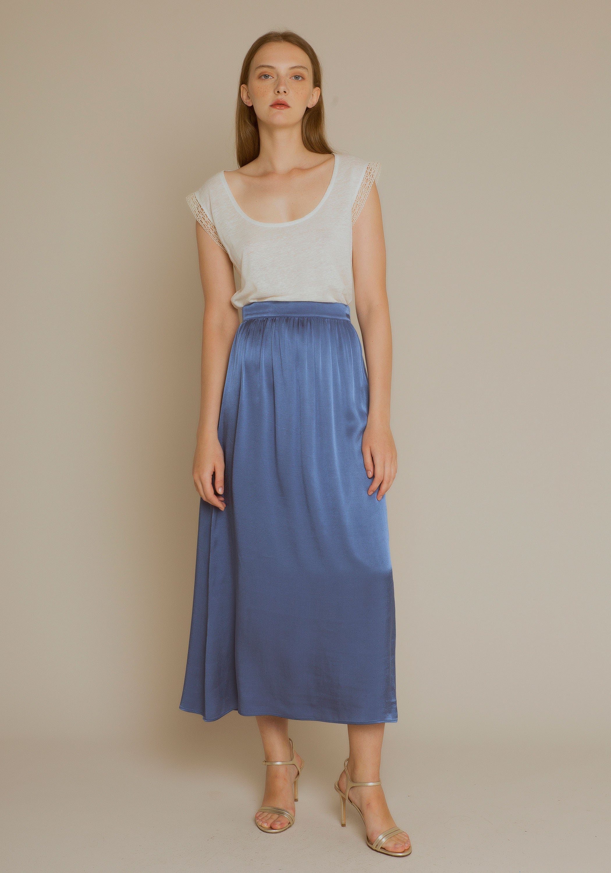Kansas blue satin skirt