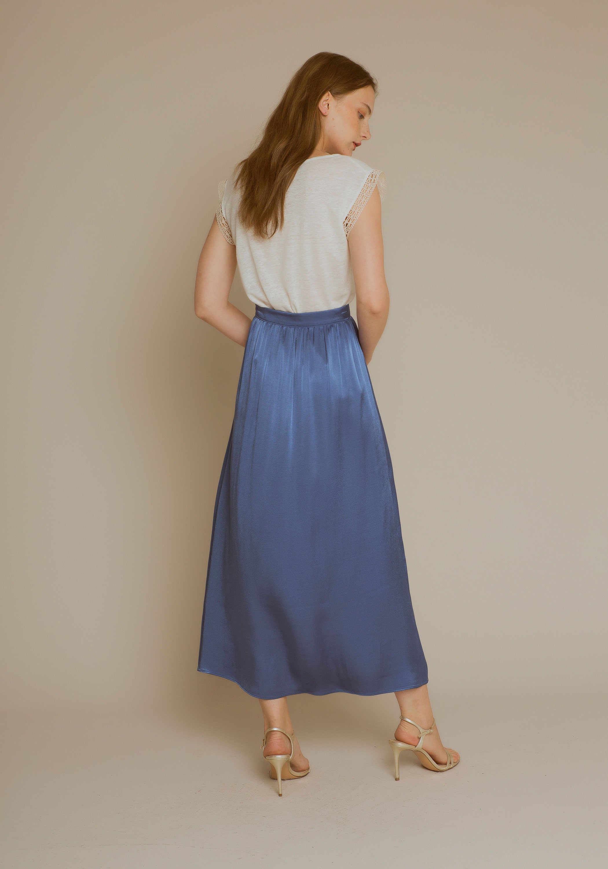 Kansas blue satin skirt