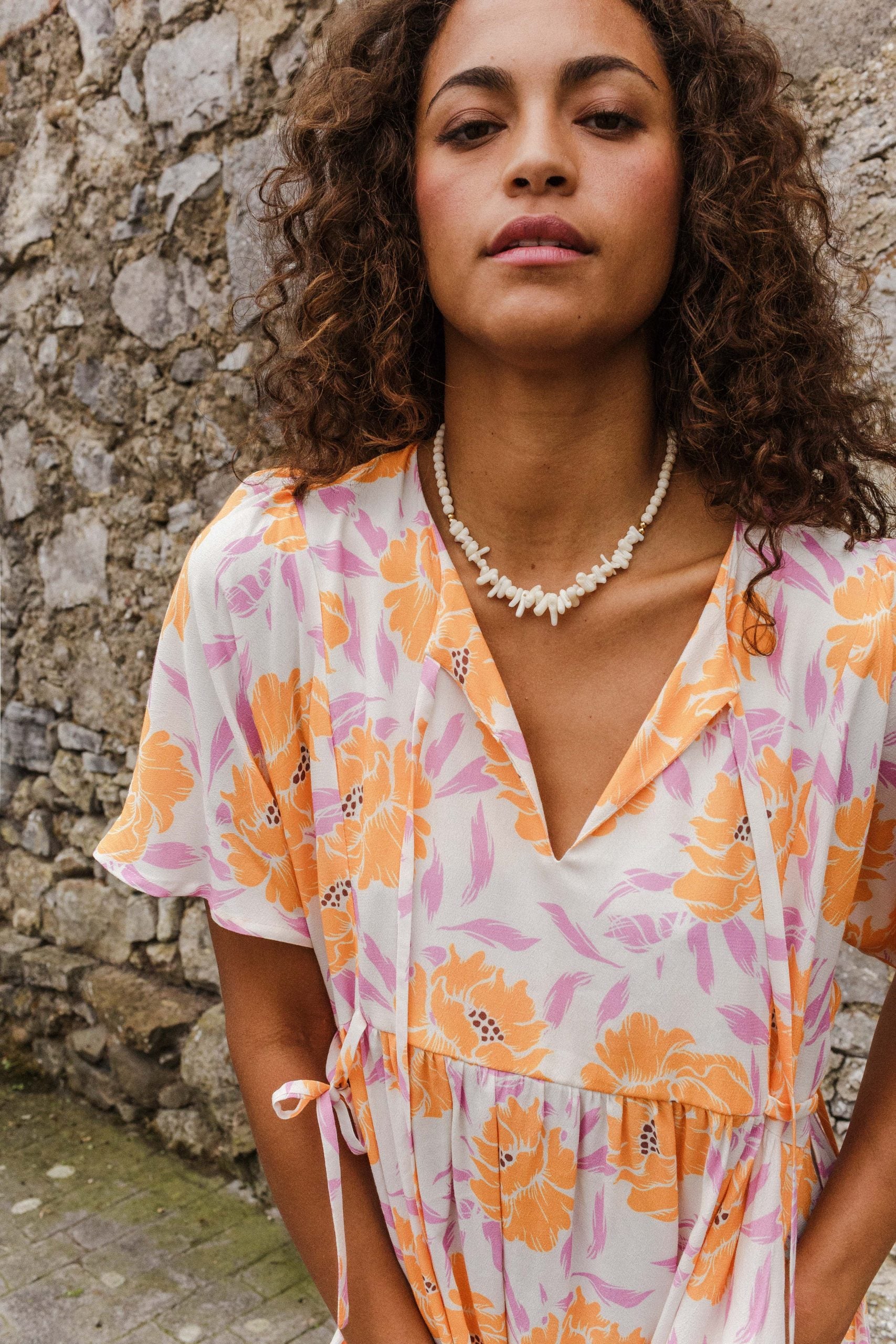 CATANIA flower tangerine dress