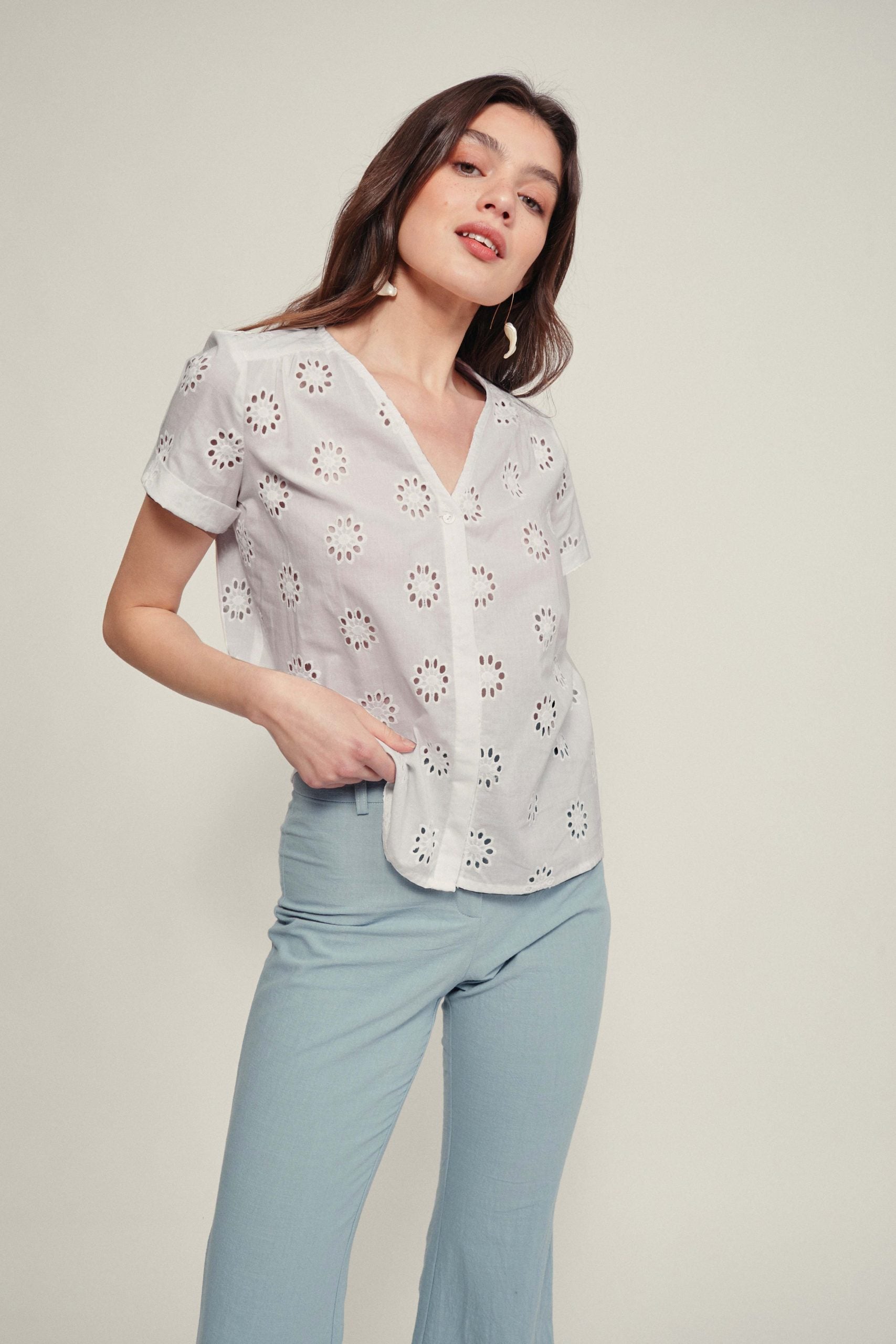Blouse en voile brodé BURNI