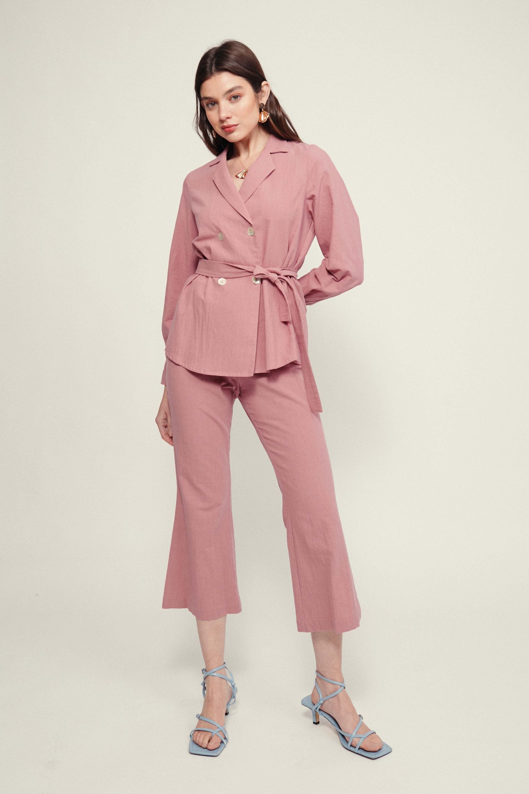 ROMA flared pink stone trousers