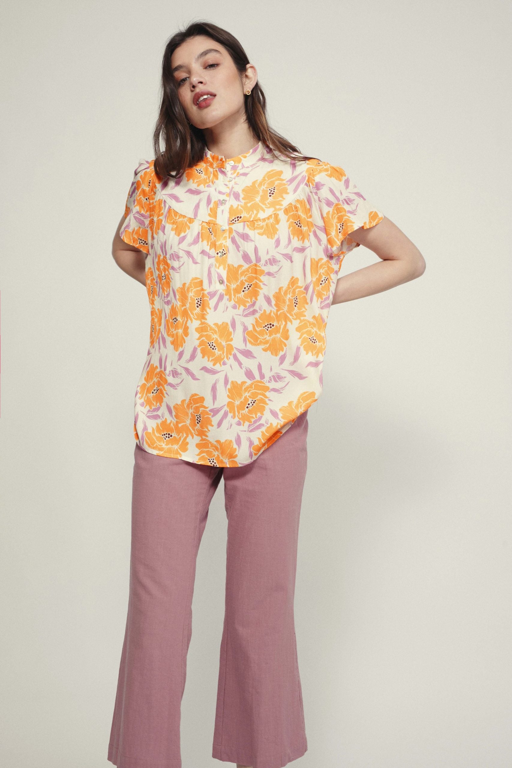Blouse ATHENS flower tangerine