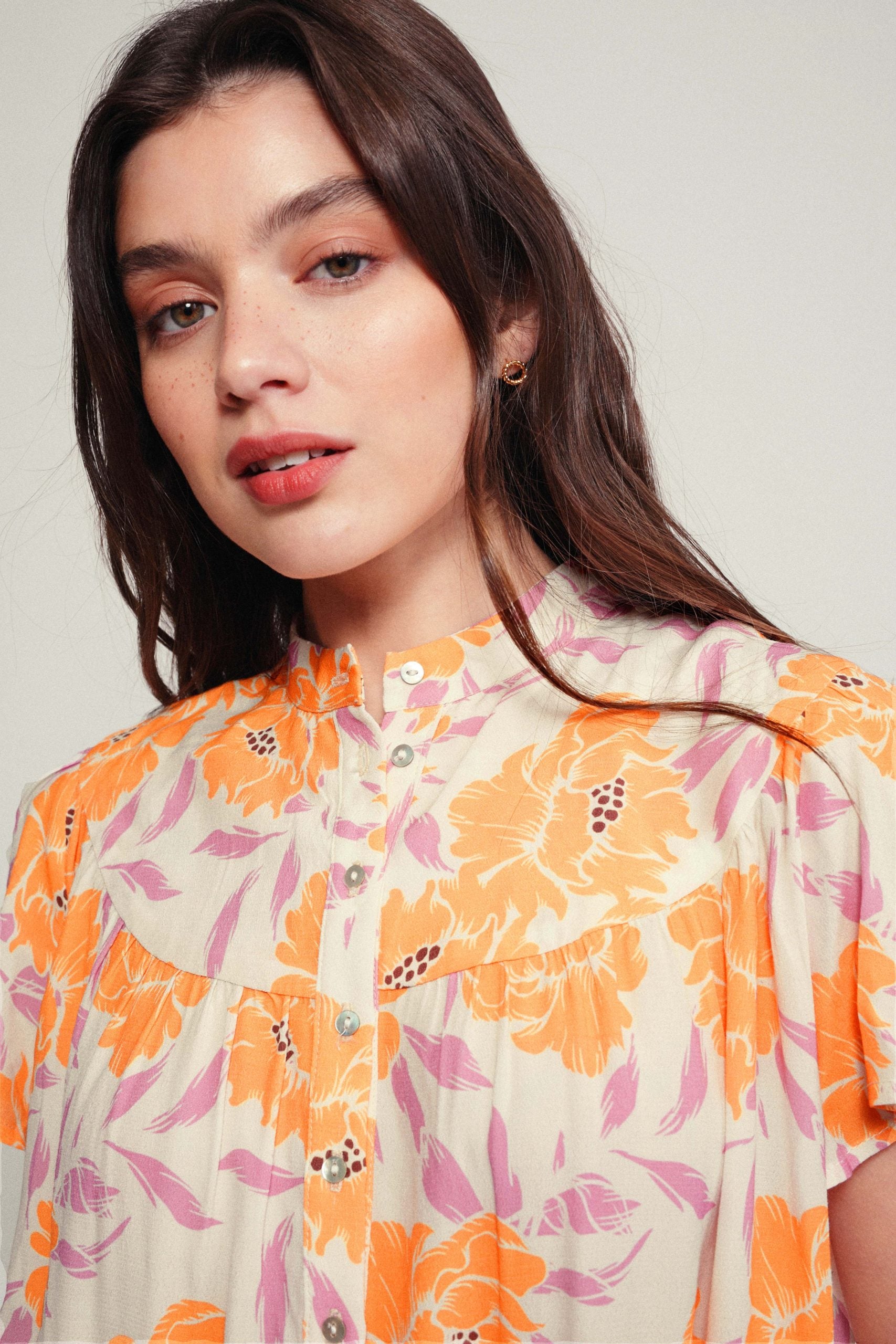 Blouse ATHENS flower tangerine