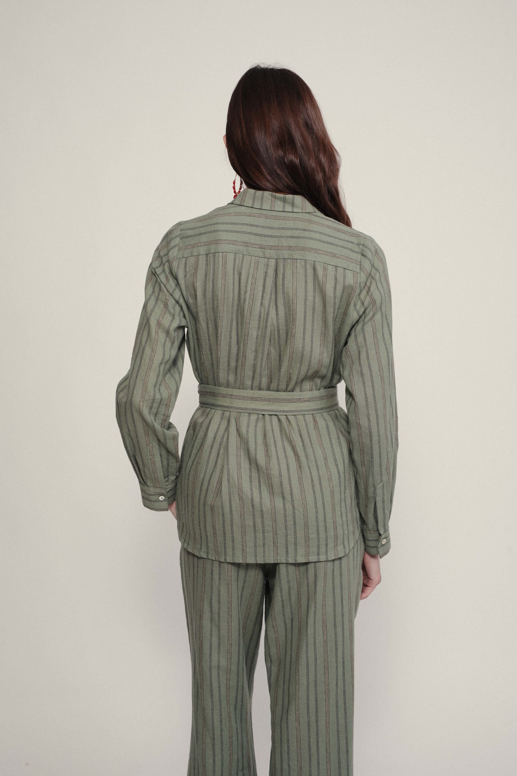 Blouse/jacket CALABRIA green khaki stripe