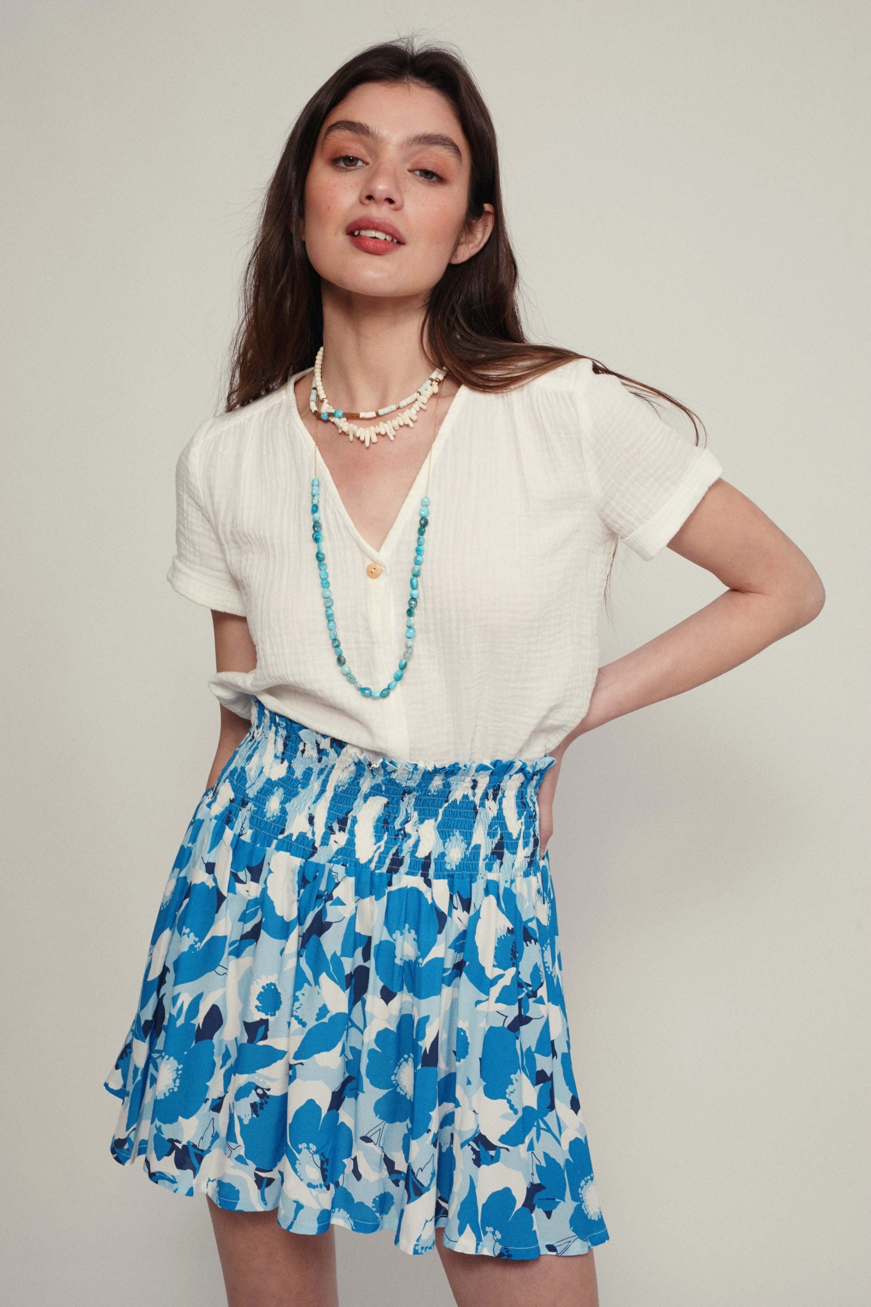 Blue TURIN flower skirt