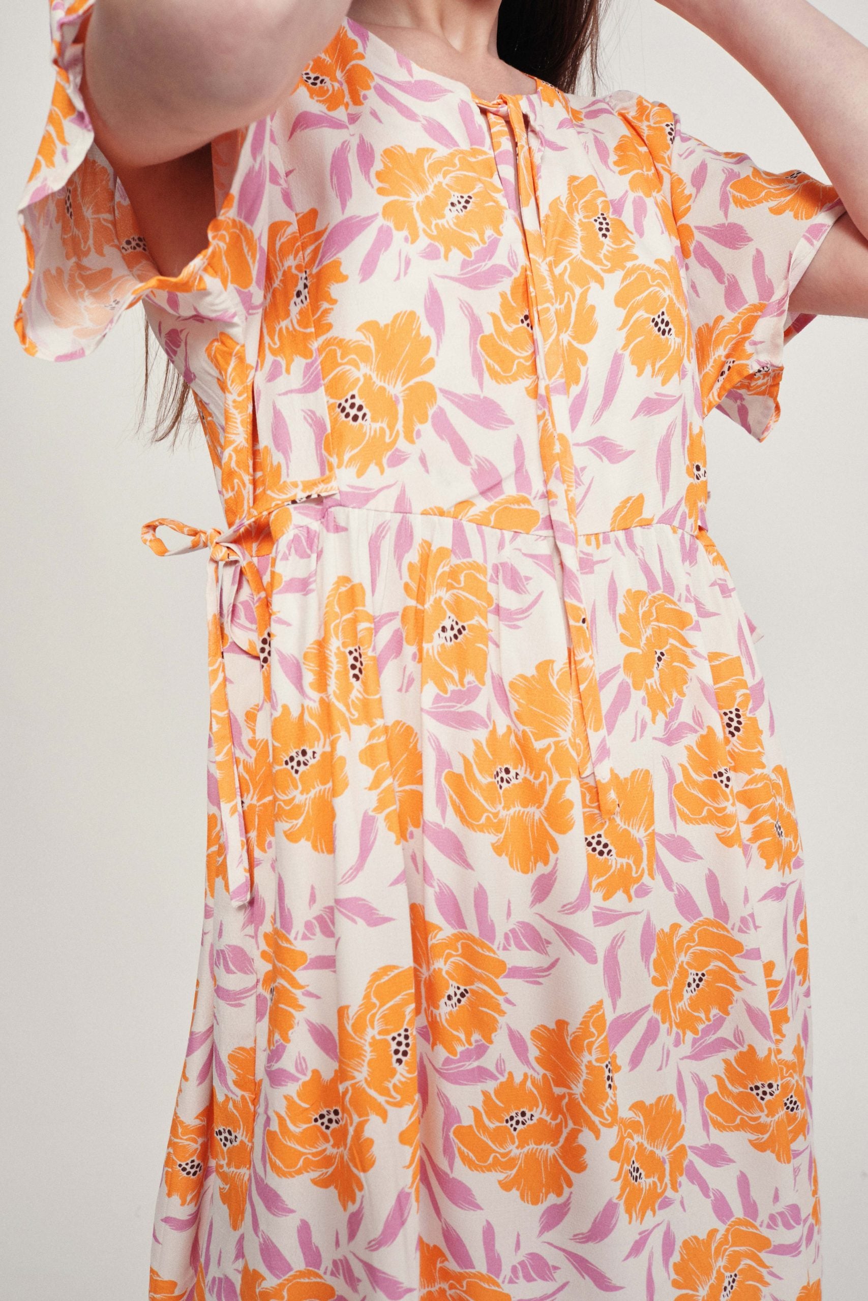 CATANIA flower tangerine dress
