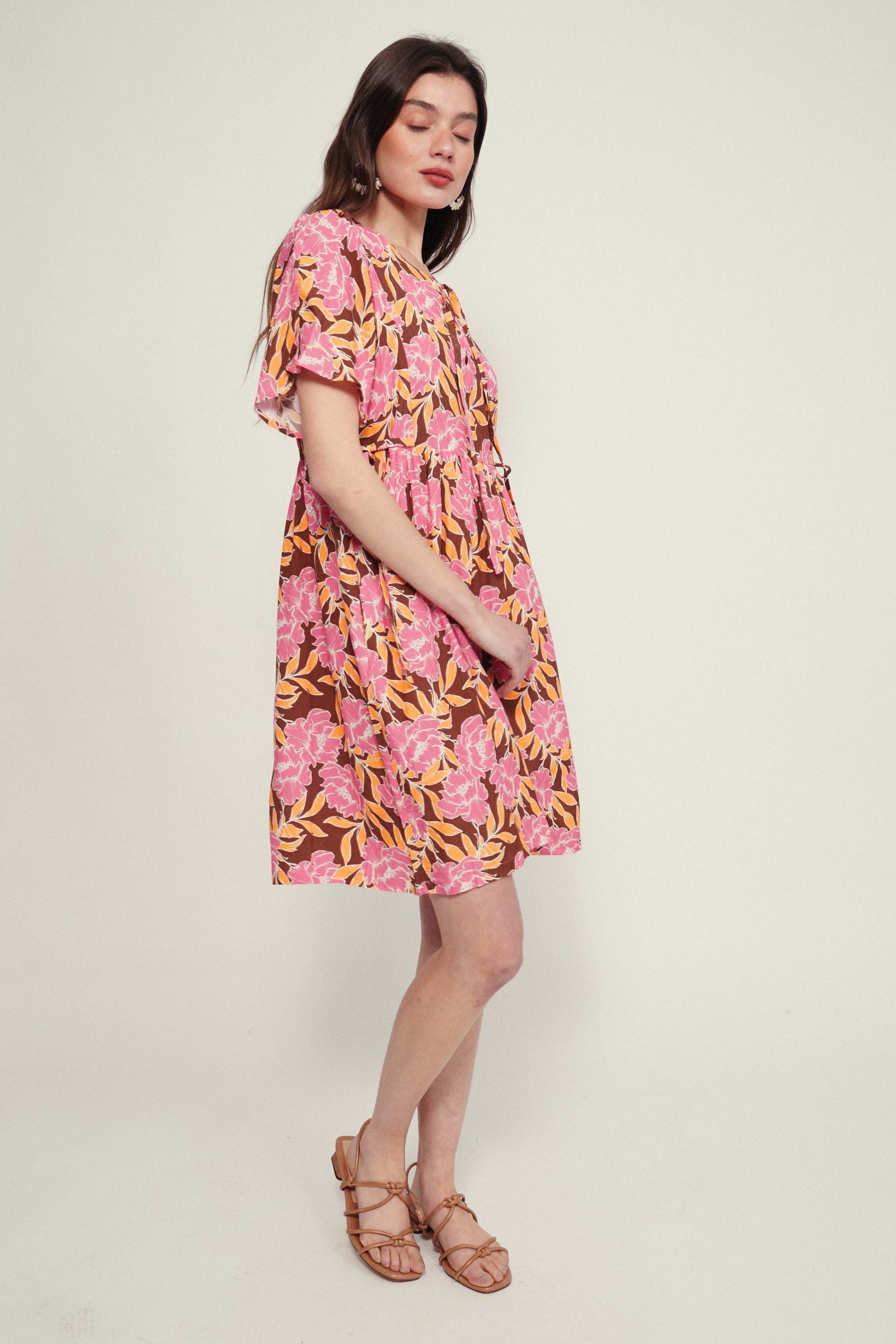 CATANIA flower fuchsia dress