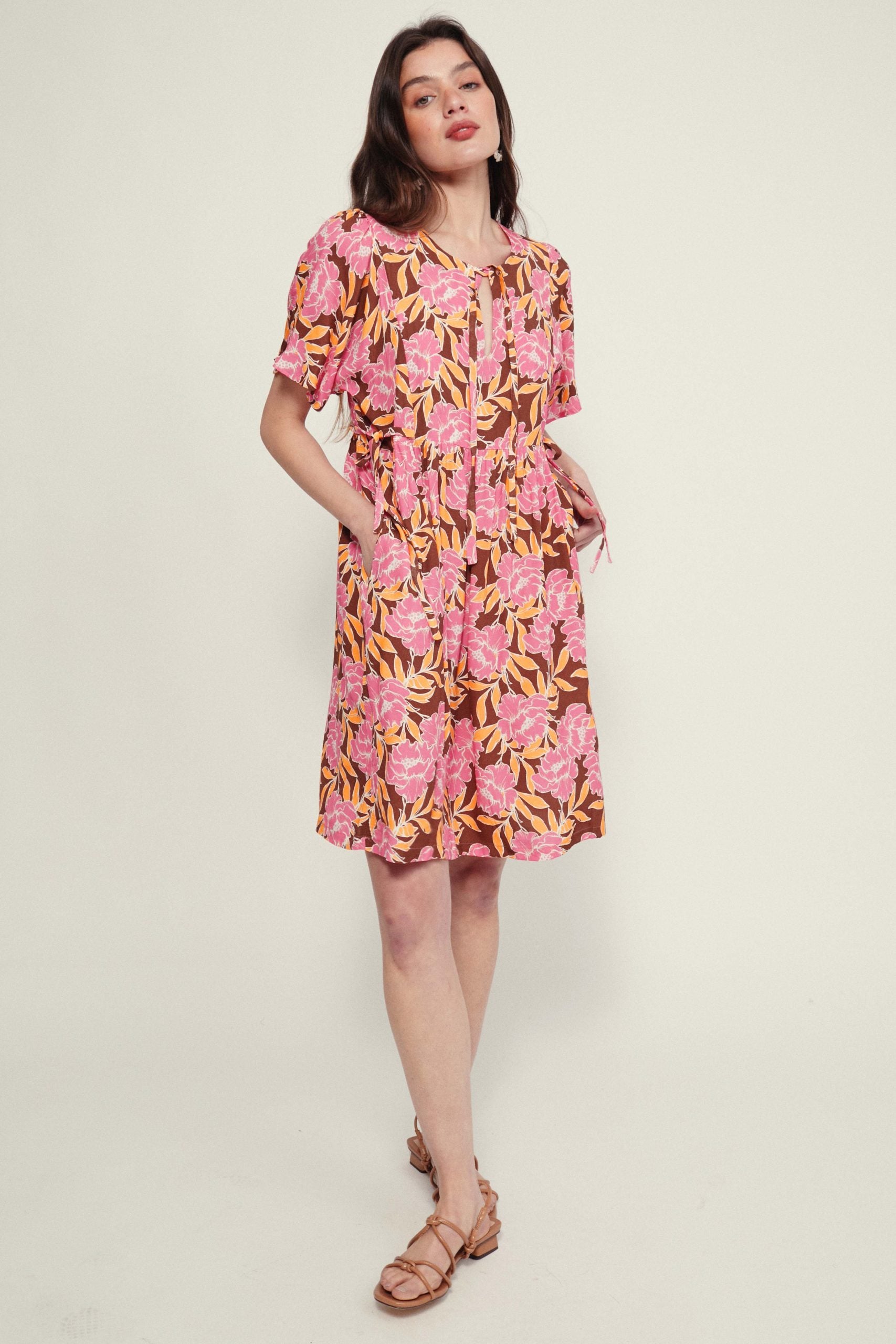 CATANIA flower fuchsia dress