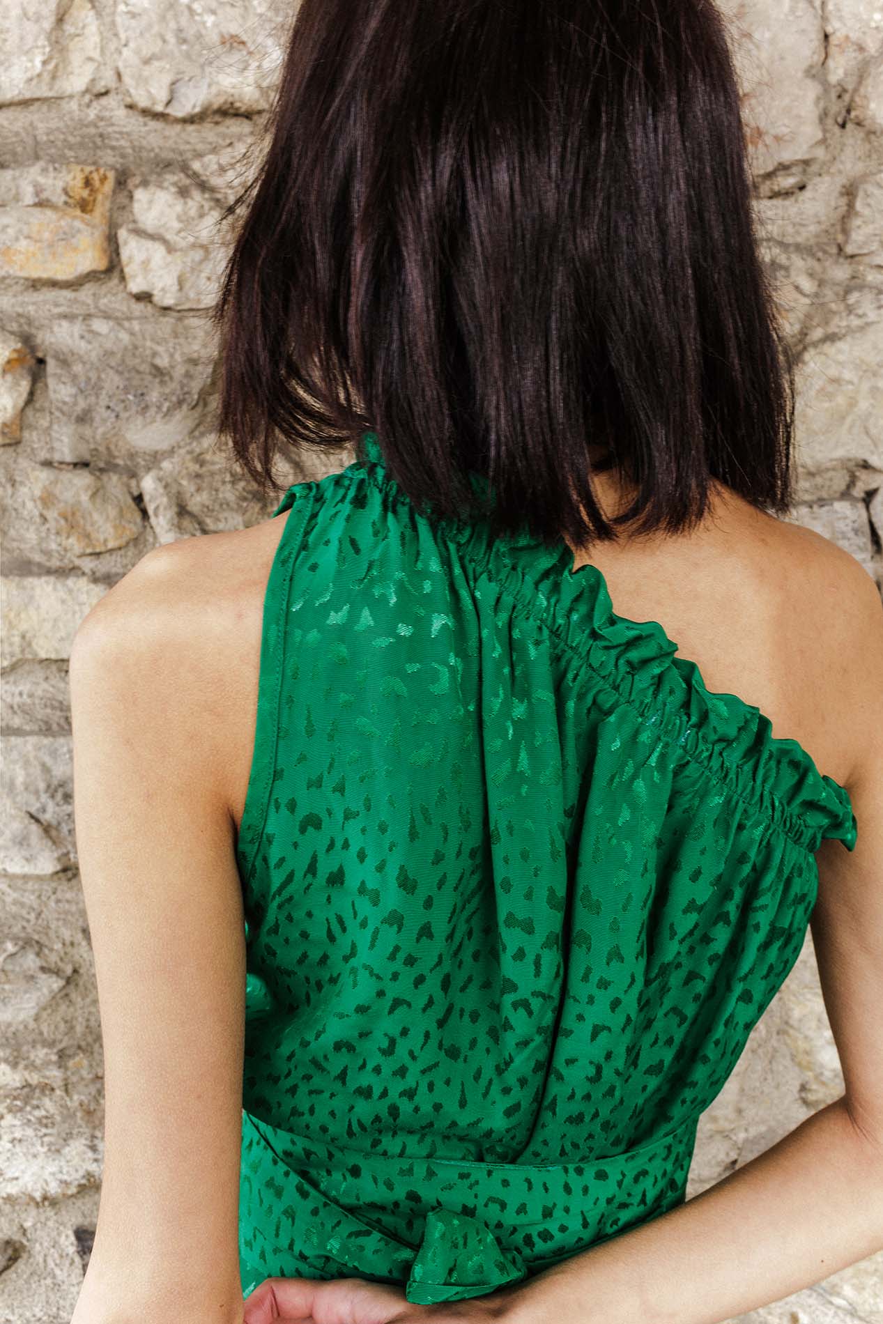 Green asymmetric LIRON dress