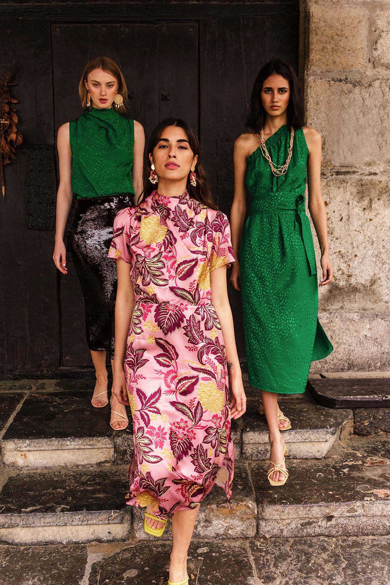 Green asymmetric LIRON dress